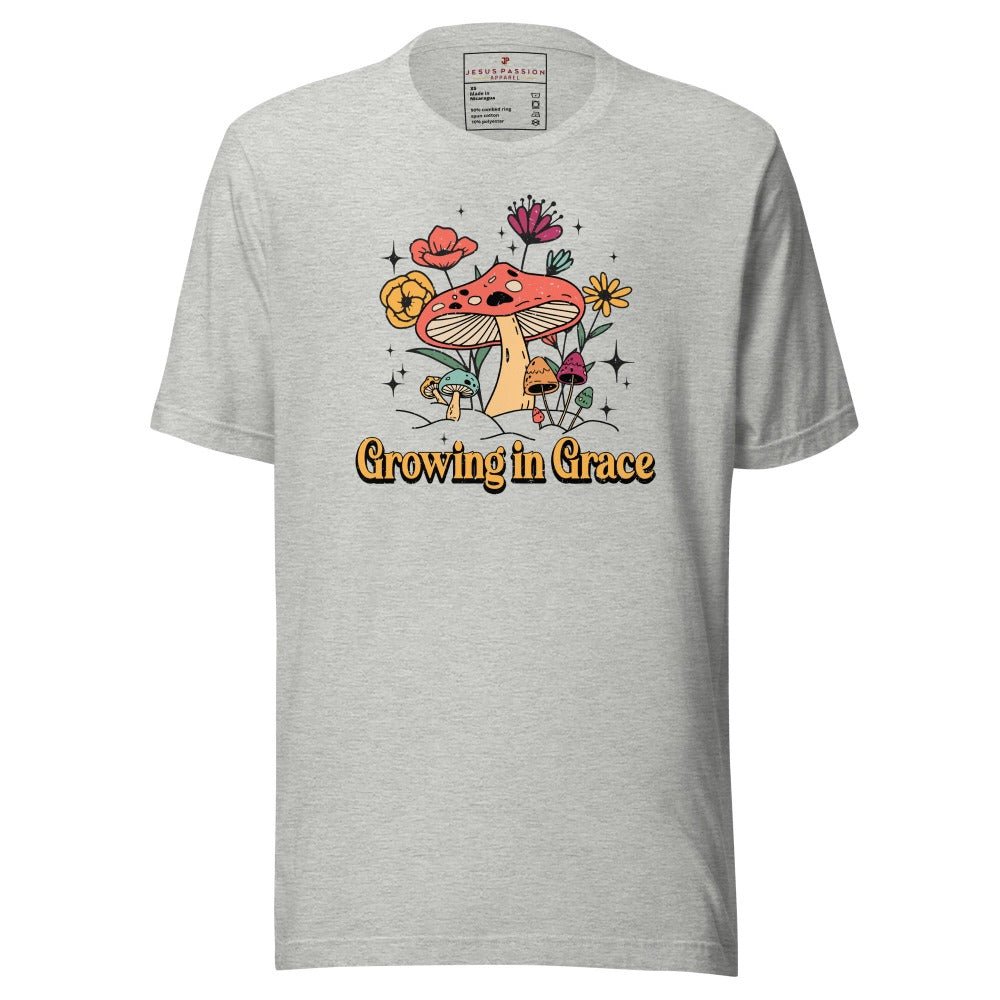 Growing in Grace Cute Mushroom Jersey Short Sleeve T-Shirt - Jesus Passion Apparel