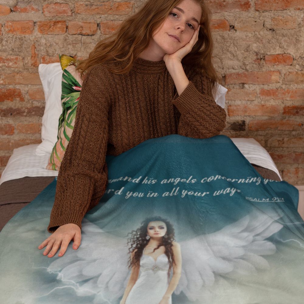 Guardian Angel Sherpa Blanket - 3 Sizes - Jesus Passion Apparel