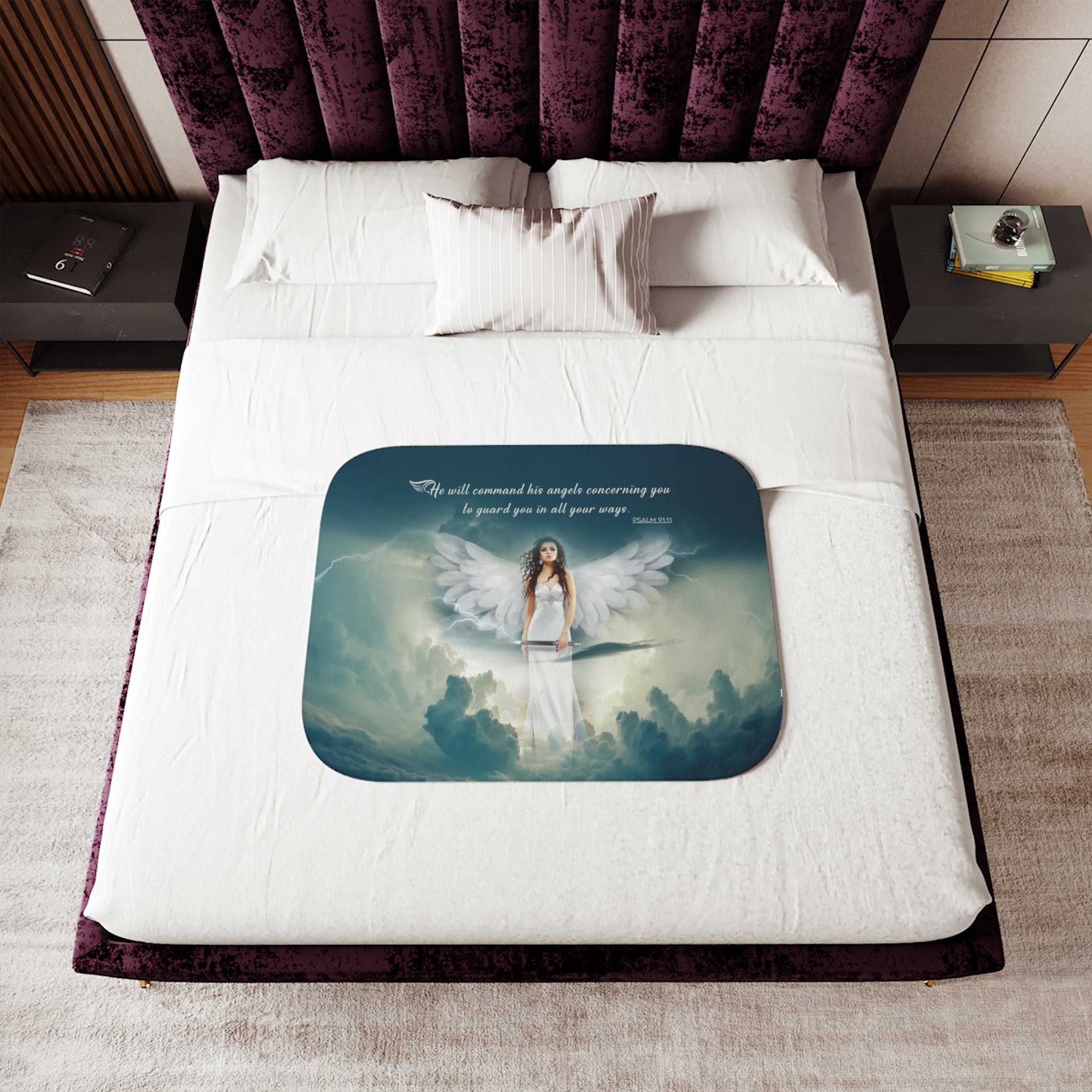 Guardian Angel Sherpa Blanket - 3 Sizes - Jesus Passion Apparel