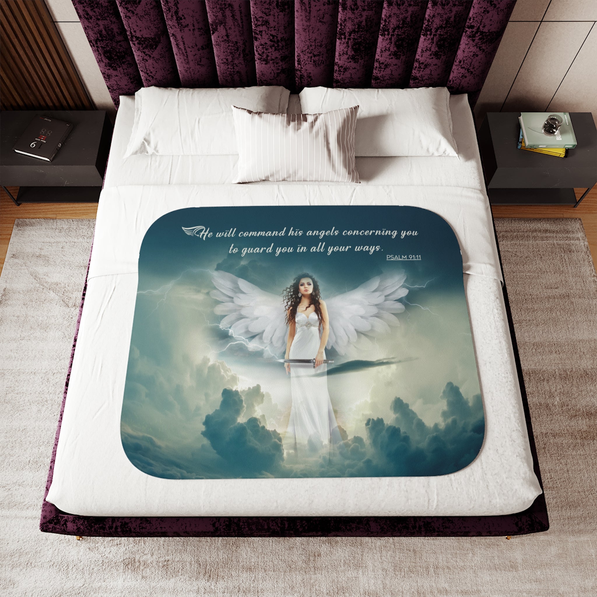 Guardian Angel Sherpa Blanket - 3 Sizes - Jesus Passion Apparel