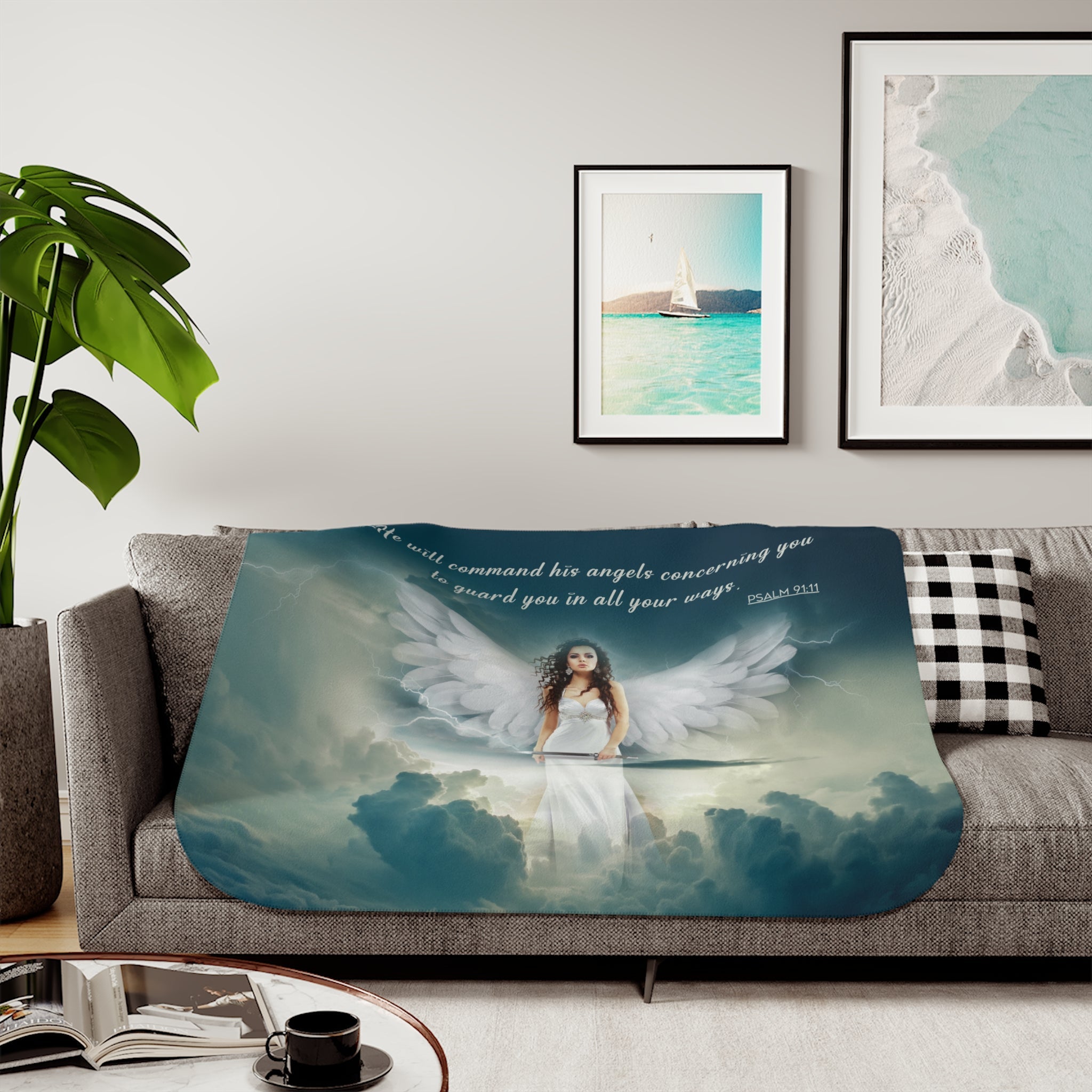 Guardian Angel Sherpa Blanket - 3 Sizes - Jesus Passion Apparel