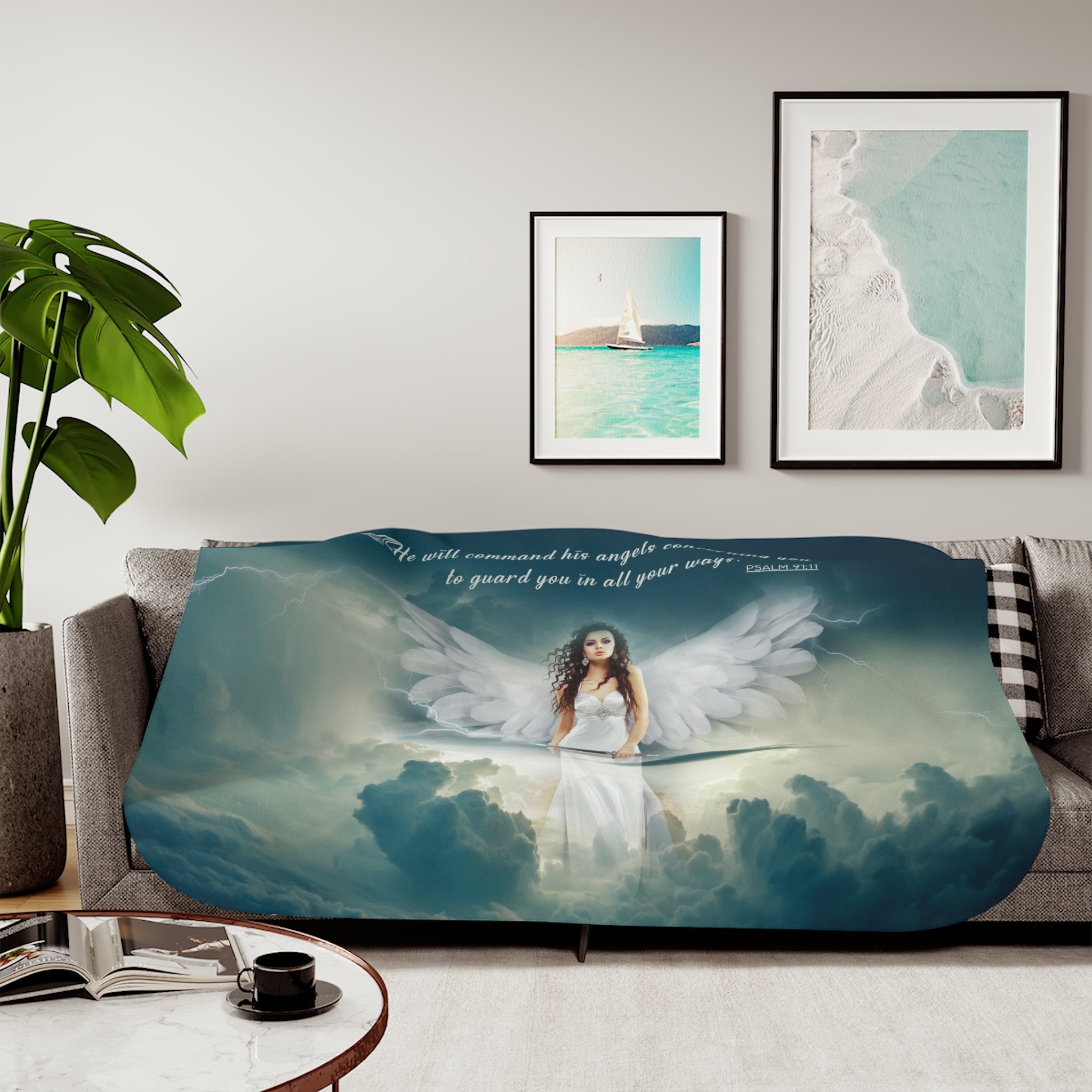 Guardian Angel Sherpa Blanket - 3 Sizes - Jesus Passion Apparel