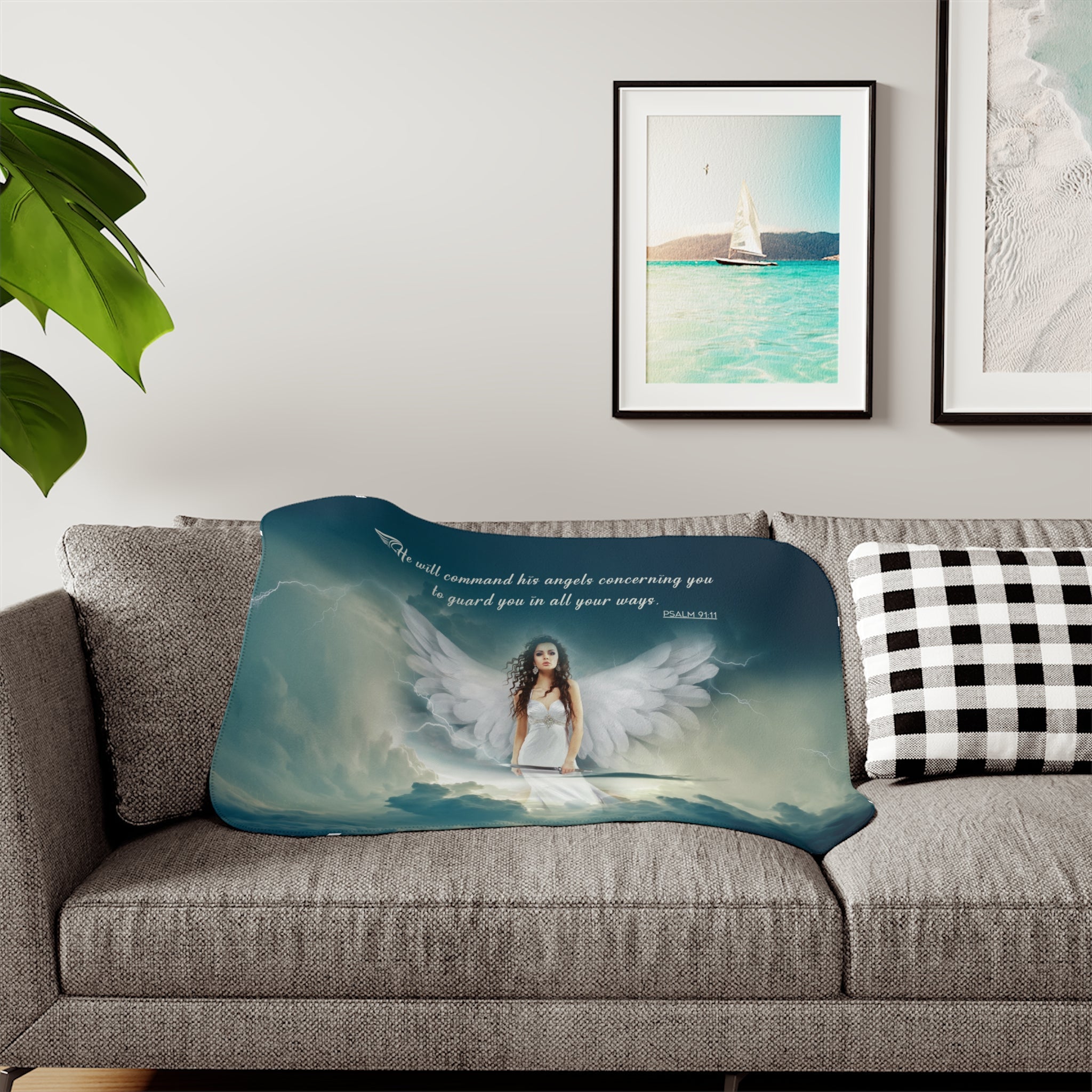 Guardian Angel Sherpa Blanket - 3 Sizes - Jesus Passion Apparel