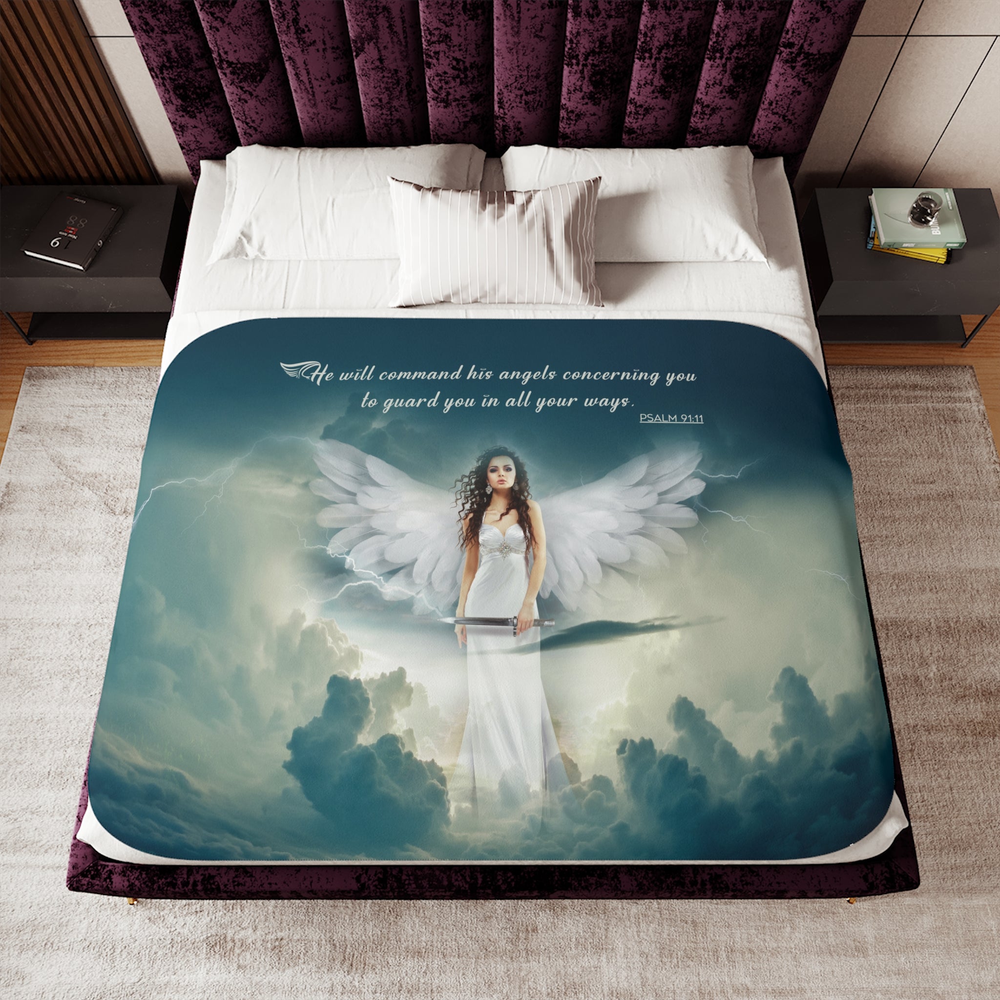 Guardian Angel Sherpa Blanket - 3 Sizes - Jesus Passion Apparel