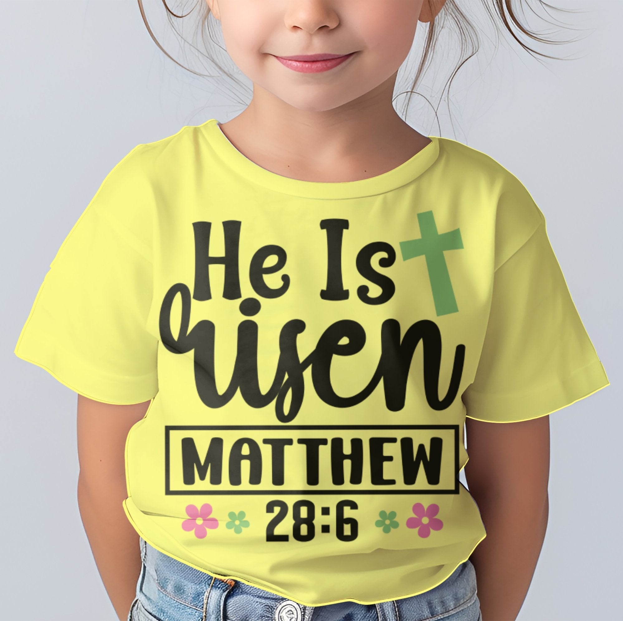 He Is Risen Matthew 28 6 Toddler Short Sleeve Tee - Jesus Passion Apparel