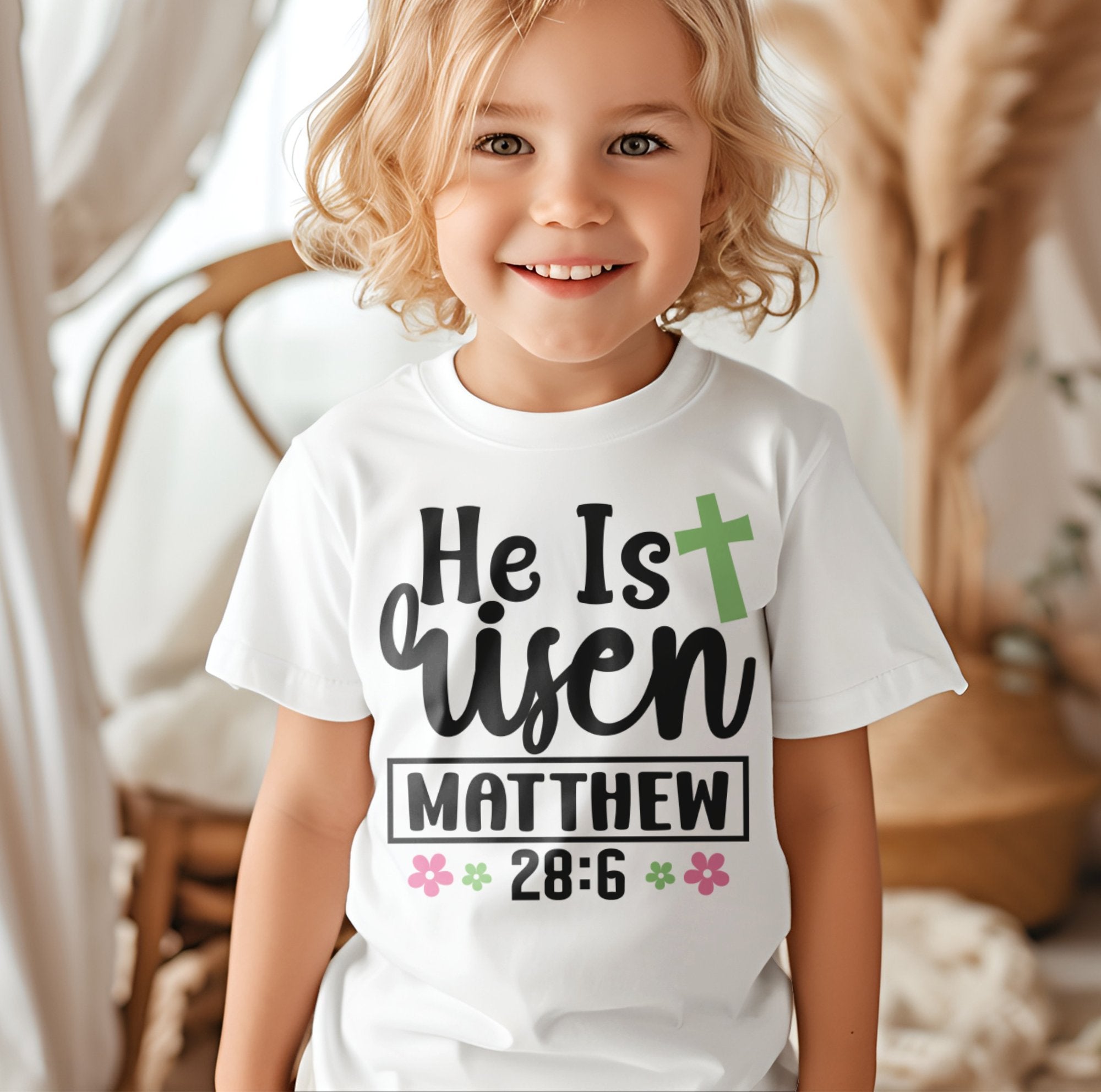 He Is Risen Matthew 28 6 Toddler Short Sleeve Tee - Jesus Passion Apparel