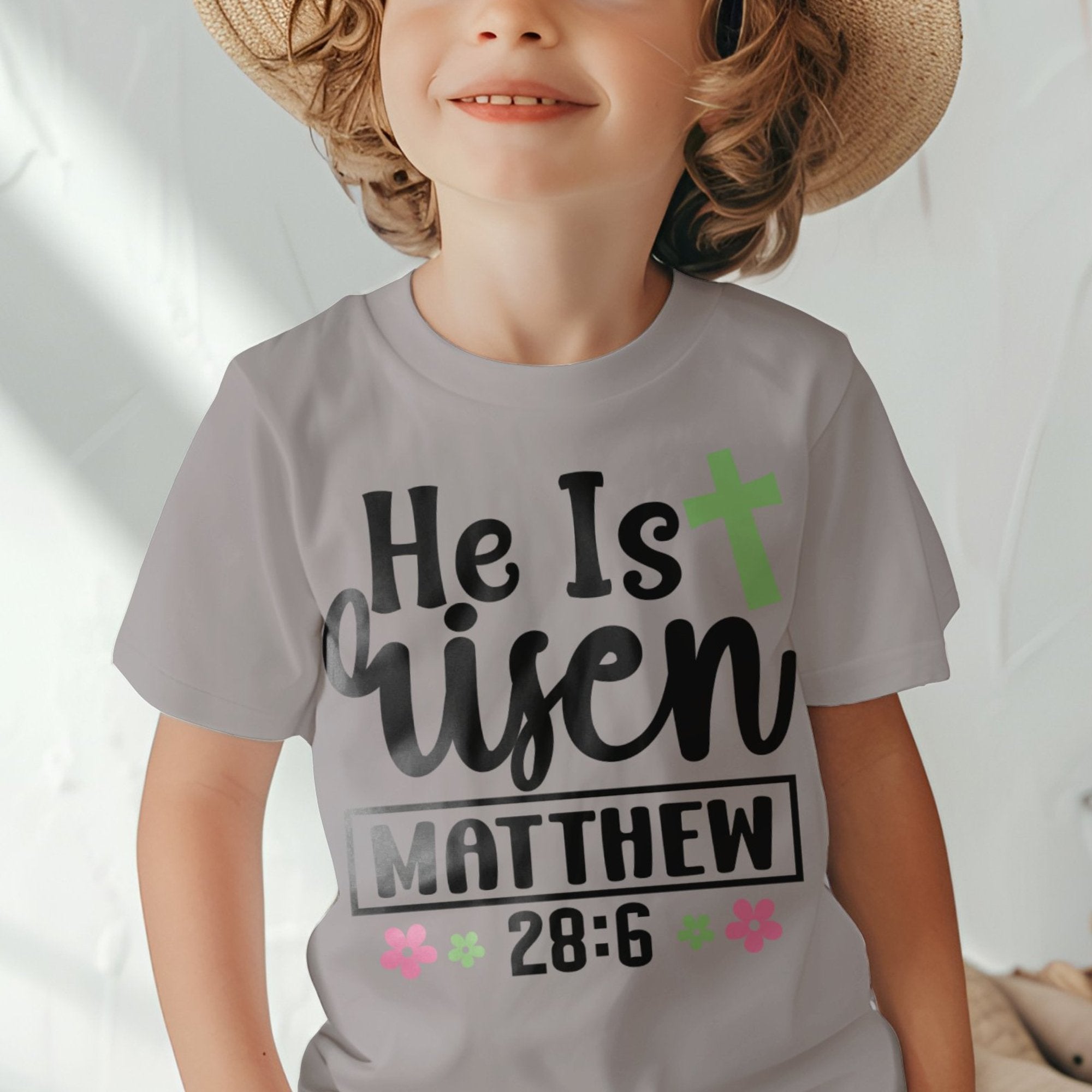 He Is Risen Matthew 28 6 Toddler Short Sleeve Tee - Jesus Passion Apparel