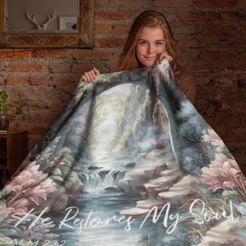 He Restores My Soul Throw Blanket - 2 Sizes - Jesus Passion Apparel