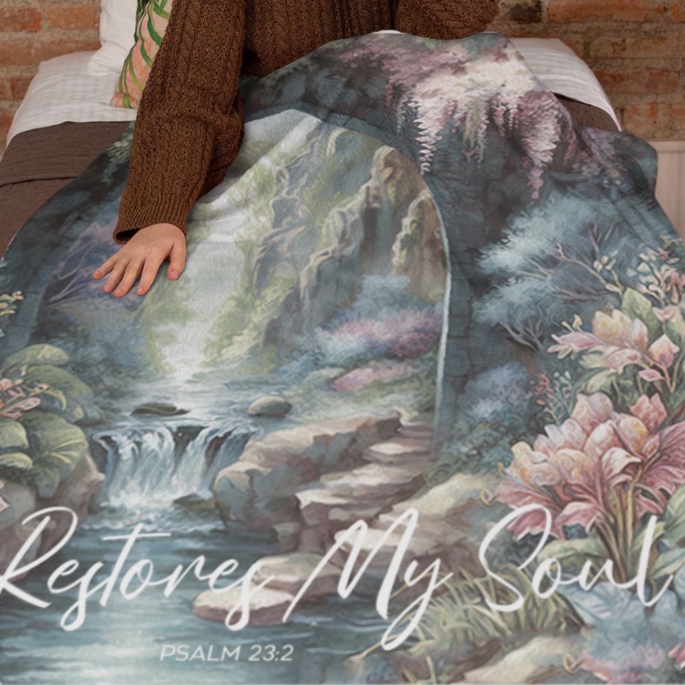 He Restores My Soul Throw Blanket - 2 Sizes - Jesus Passion Apparel