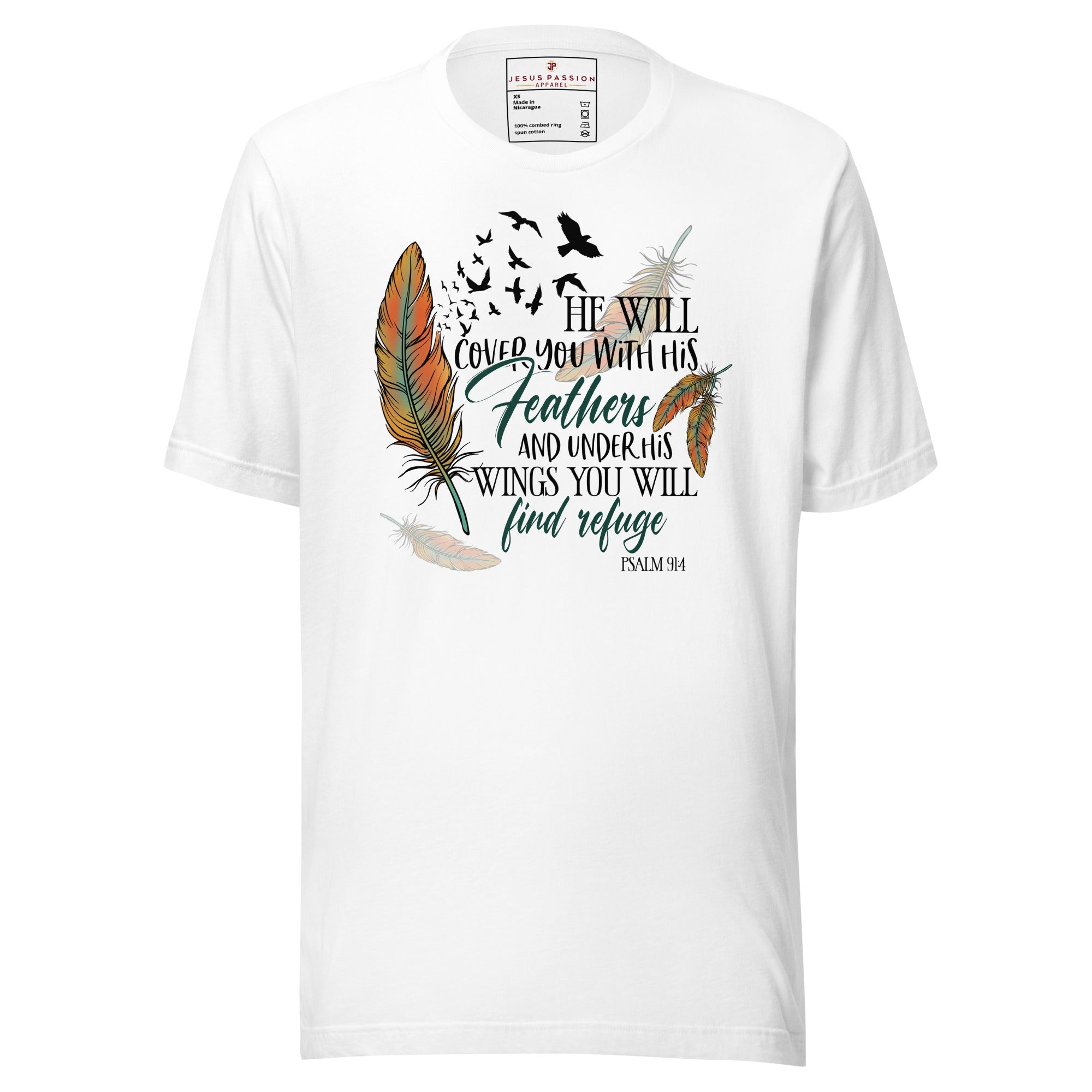 He Will Cover You with His Feathers Jersey Short Sleeve T-Shirt - Jesus Passion Apparel