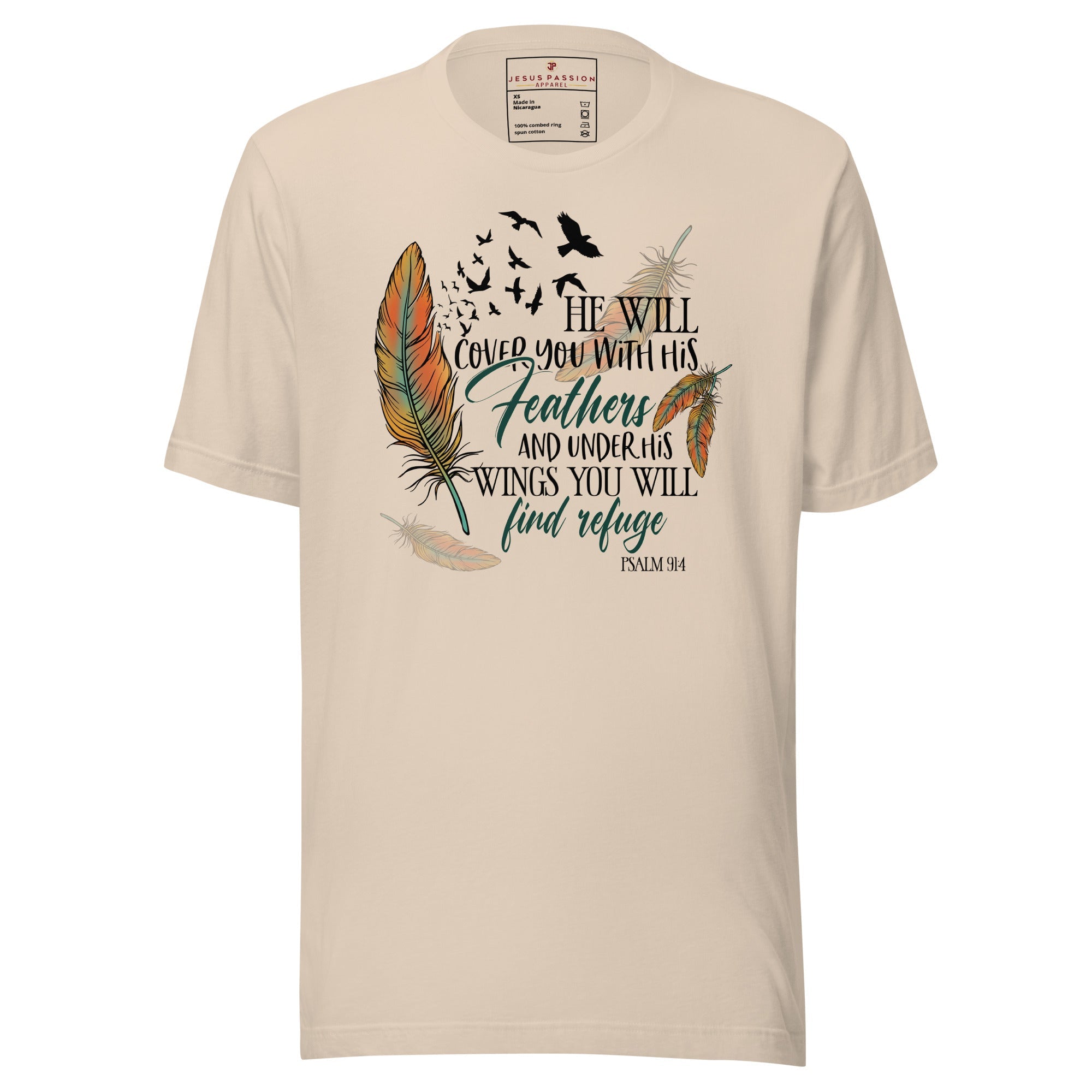 He Will Cover You with His Feathers Jersey Short Sleeve T-Shirt - Jesus Passion Apparel