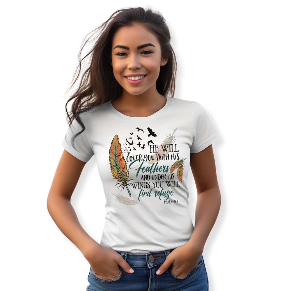 He Will Cover You with His Feathers Jersey Short Sleeve T-Shirt - Jesus Passion Apparel