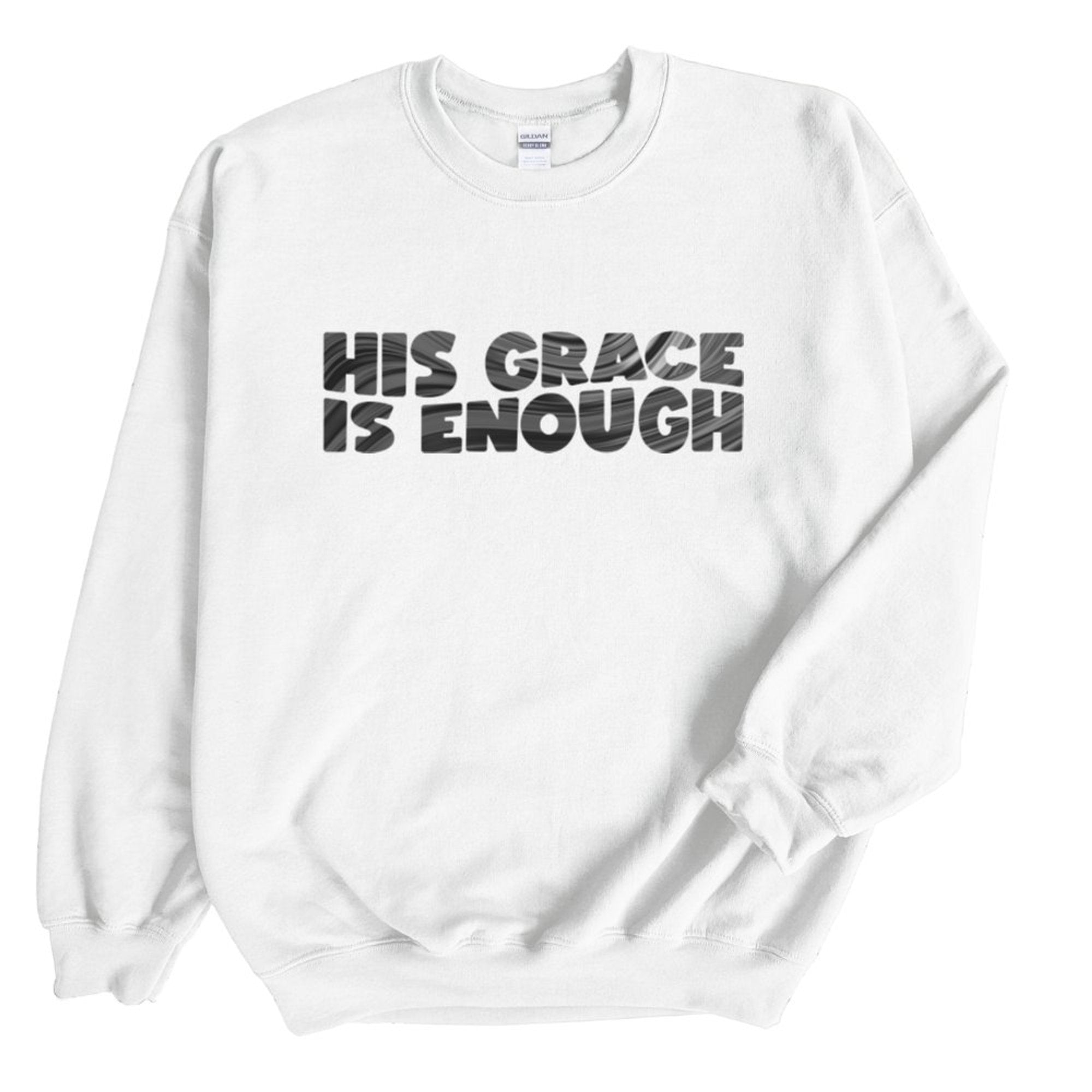 His Grace is Enough Fleece Unisex - Fit Sweatshirt - White - Jesus Passion Apparel