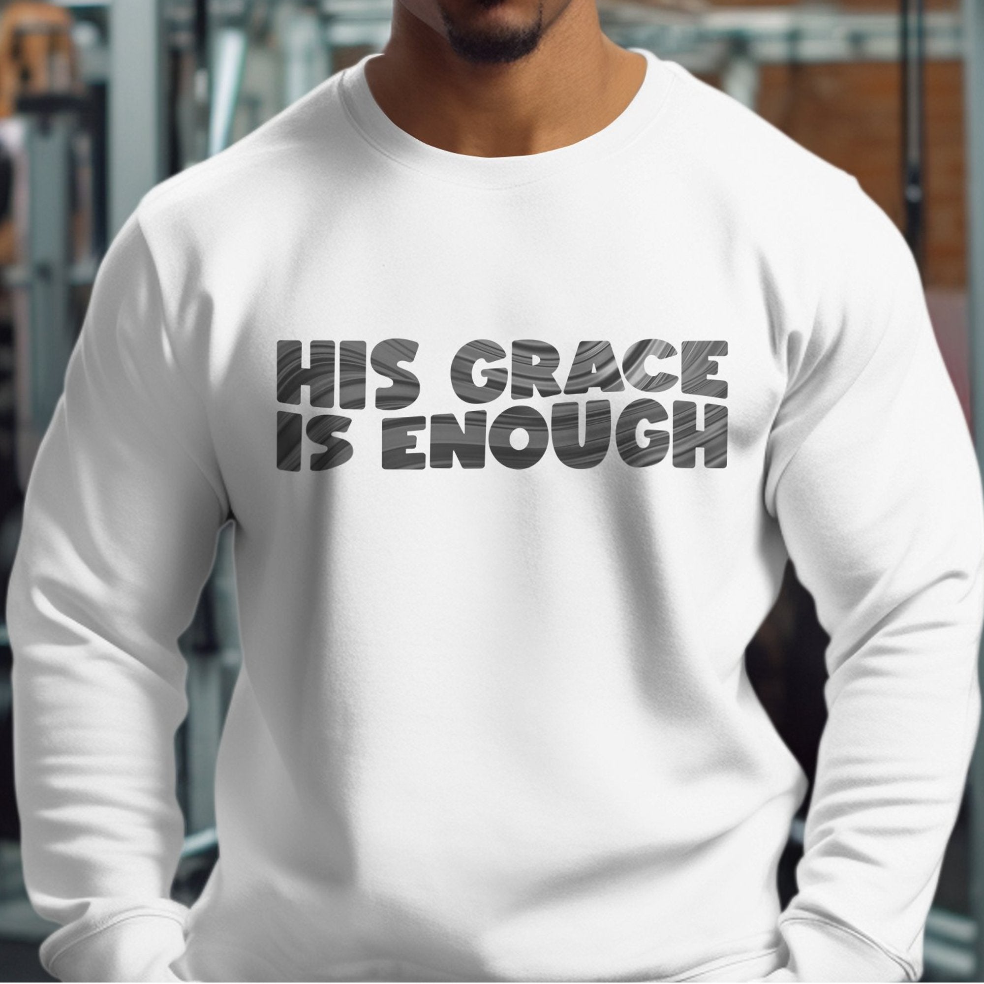 His Grace is Enough Fleece Unisex - Fit Sweatshirt - White - Jesus Passion Apparel