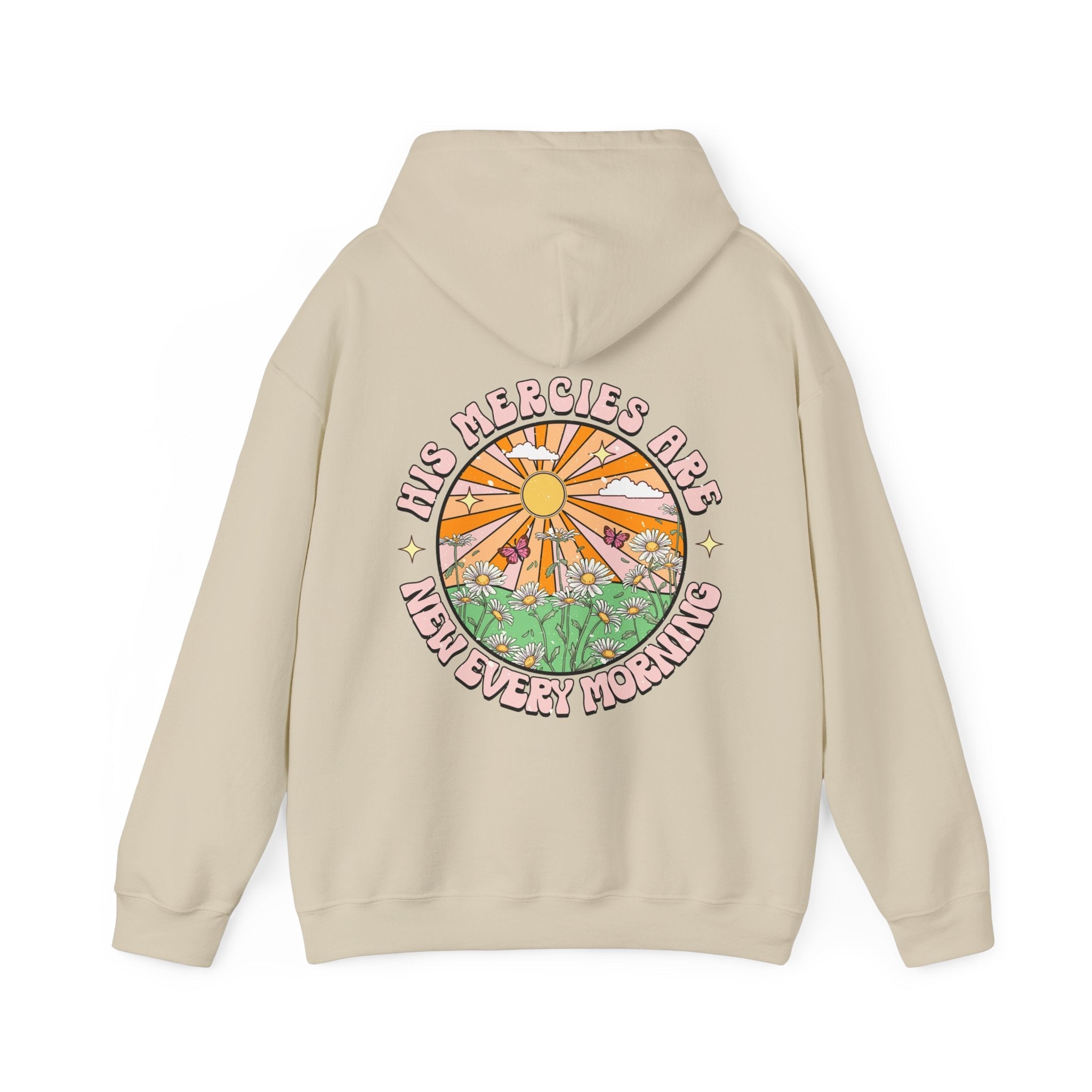 His Mercies Sunrise Retro - Inspired Unisex - Fit Hoodie - Jesus Passion Apparel