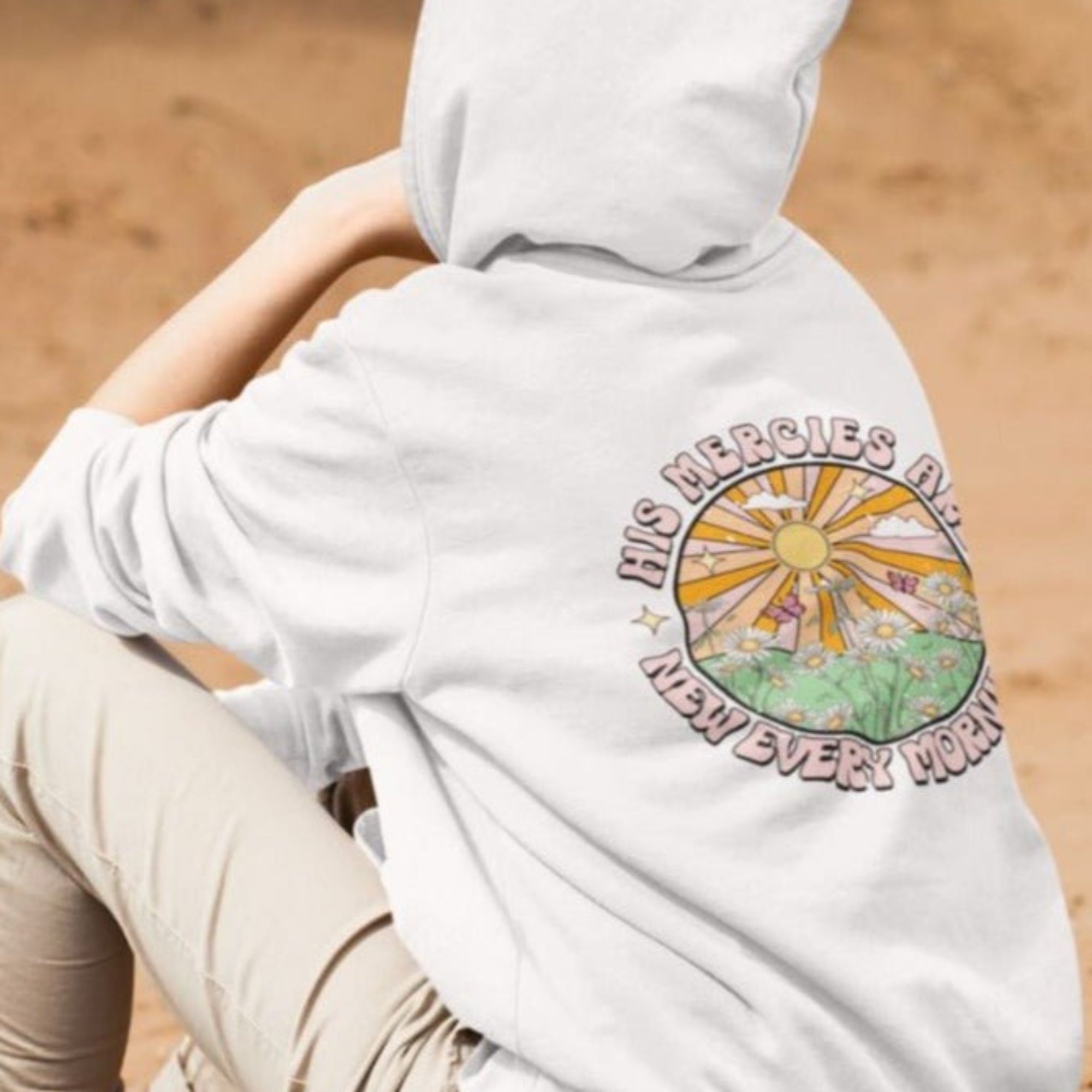 His Mercies Sunrise Retro - Inspired Unisex - Fit Hoodie - Jesus Passion Apparel