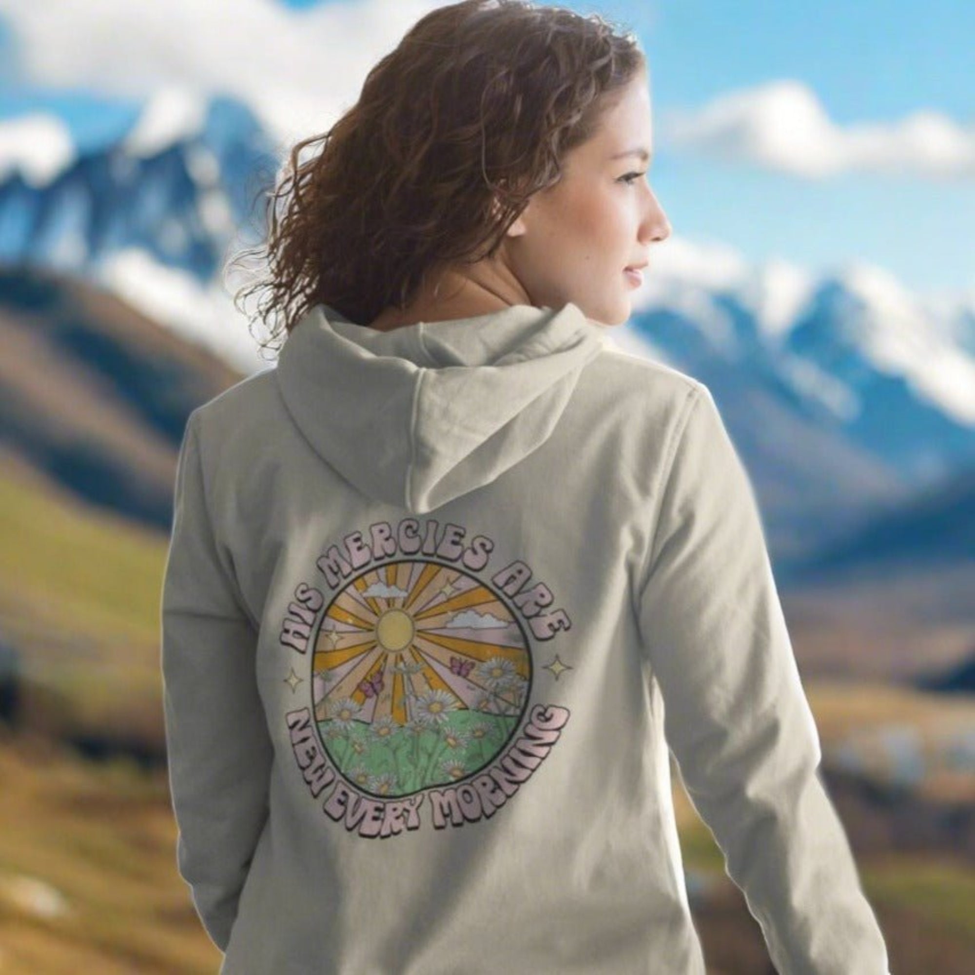 His Mercies Sunrise Retro - Inspired Unisex - Fit Hoodie - Jesus Passion Apparel