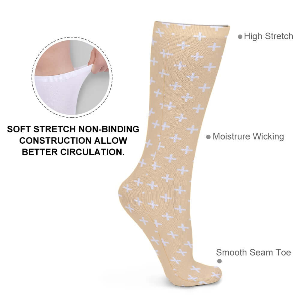 Holy Cross Inspirational Butterscotch Breathable Stockings (Pack of 1) - Jesus Passion Apparel