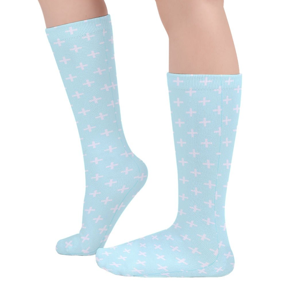 Holy Cross Inspirational Sky Blue Breathable Stockings (Pack of 1) - Jesus Passion Apparel