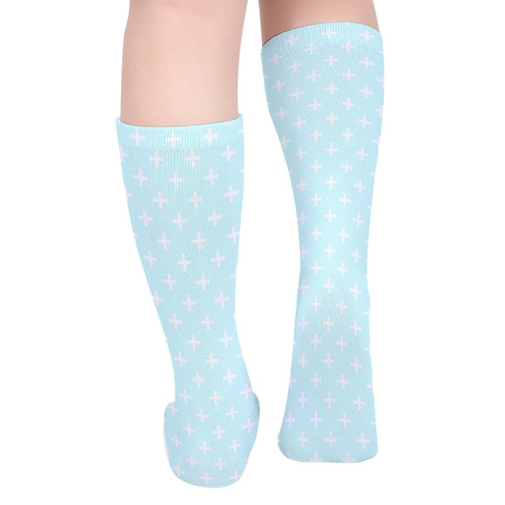 Holy Cross Inspirational Sky Blue Breathable Stockings (Pack of 1) - Jesus Passion Apparel