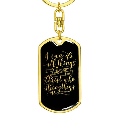 I Can Do All Things - Gold Dog Tag with Swivel Keychain - Jesus Passion Apparel