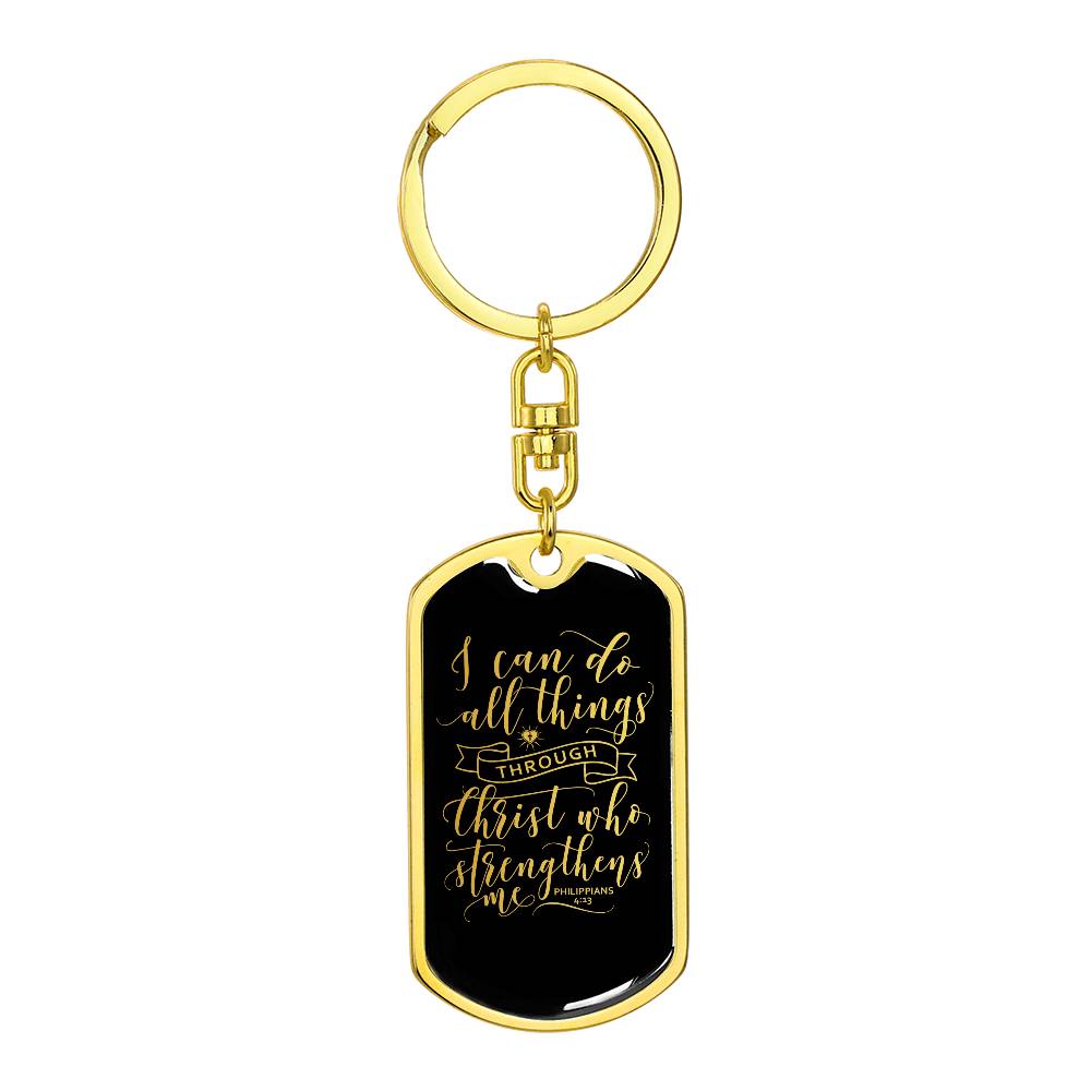 I Can Do All Things - Gold Dog Tag with Swivel Keychain - Jesus Passion Apparel