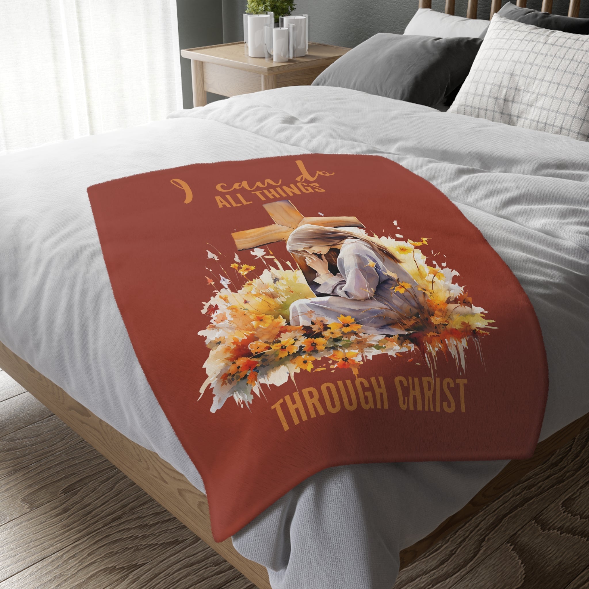 I Can Do all Things in Christ Velveteen Microfiber Blanket (Two - sided print) - Jesus Passion Apparel