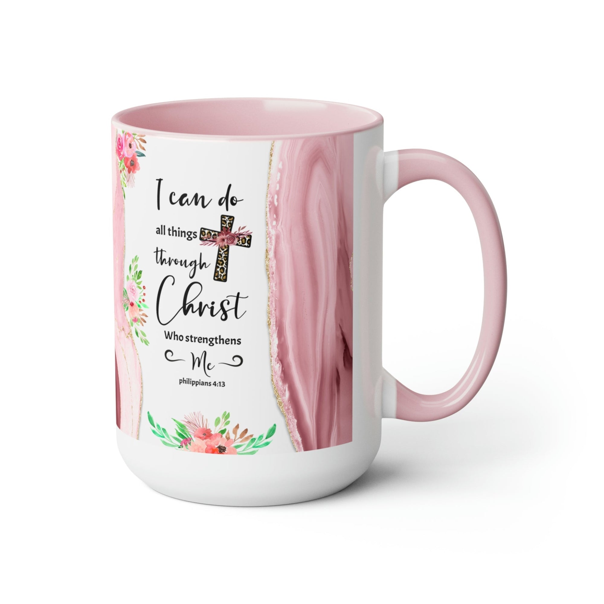 I Can do Anything Through Christ Pink Two - Tone Coffee Mug, 15oz - Jesus Passion Apparel