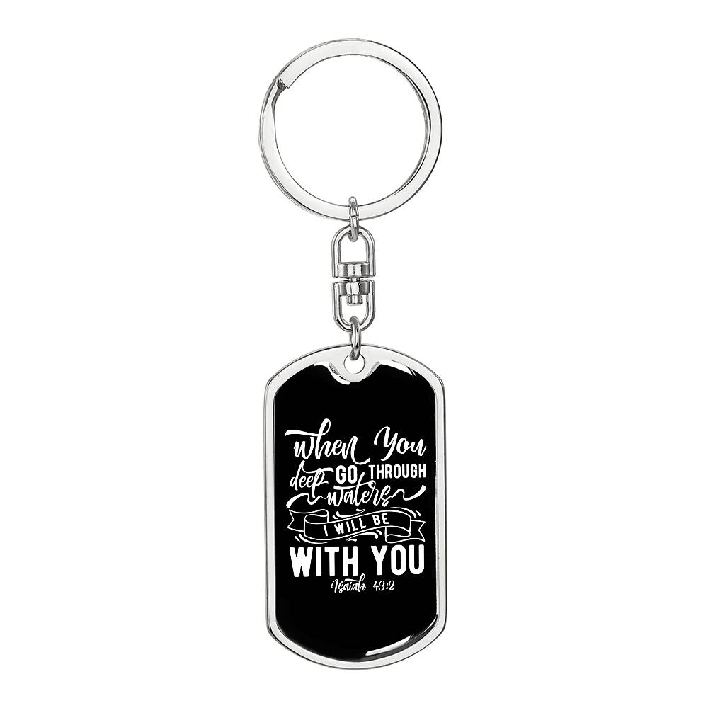 I Will Be With You - White Dog Tag with Swivel Keychain - Jesus Passion Apparel