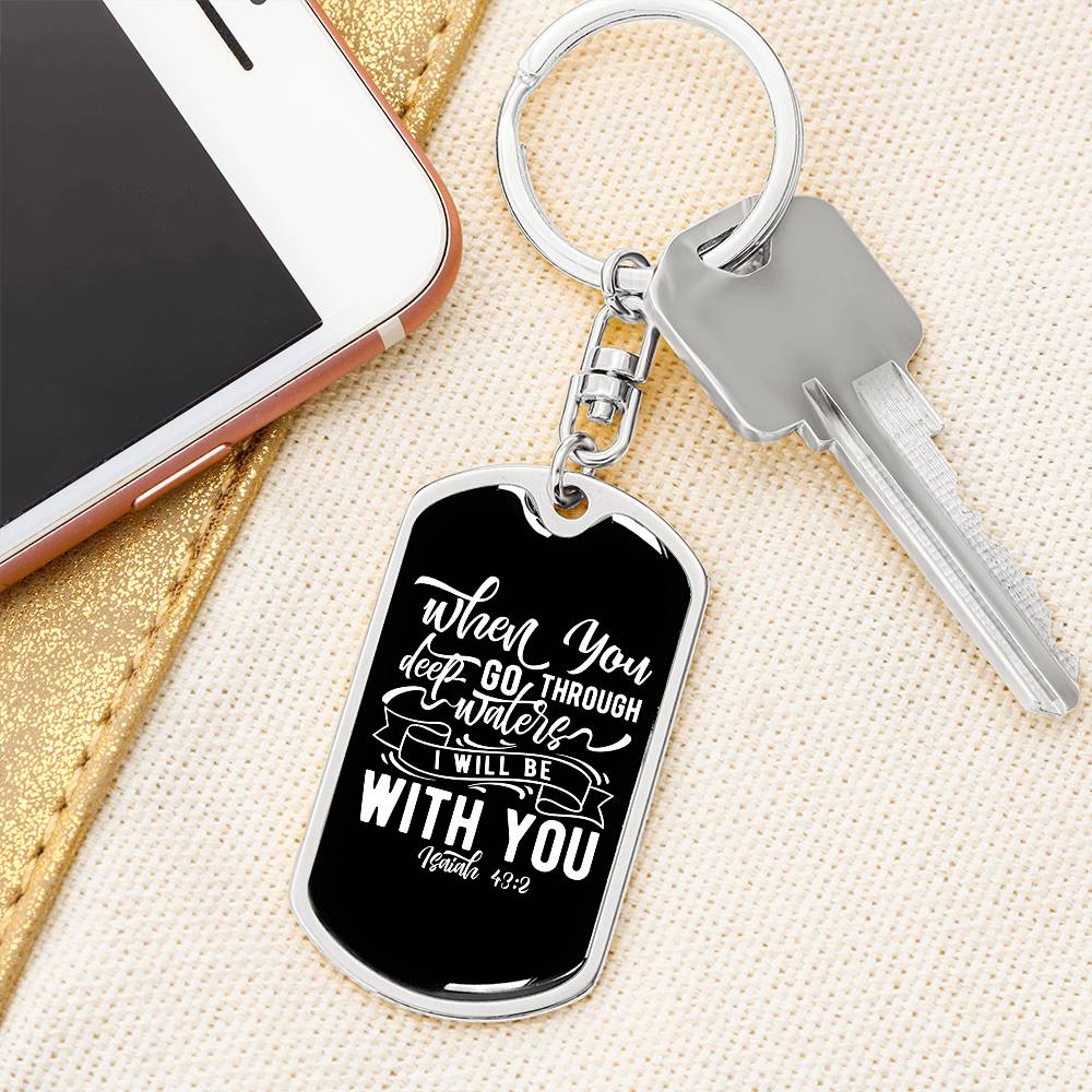 I Will Be With You - White Dog Tag with Swivel Keychain - Jesus Passion Apparel