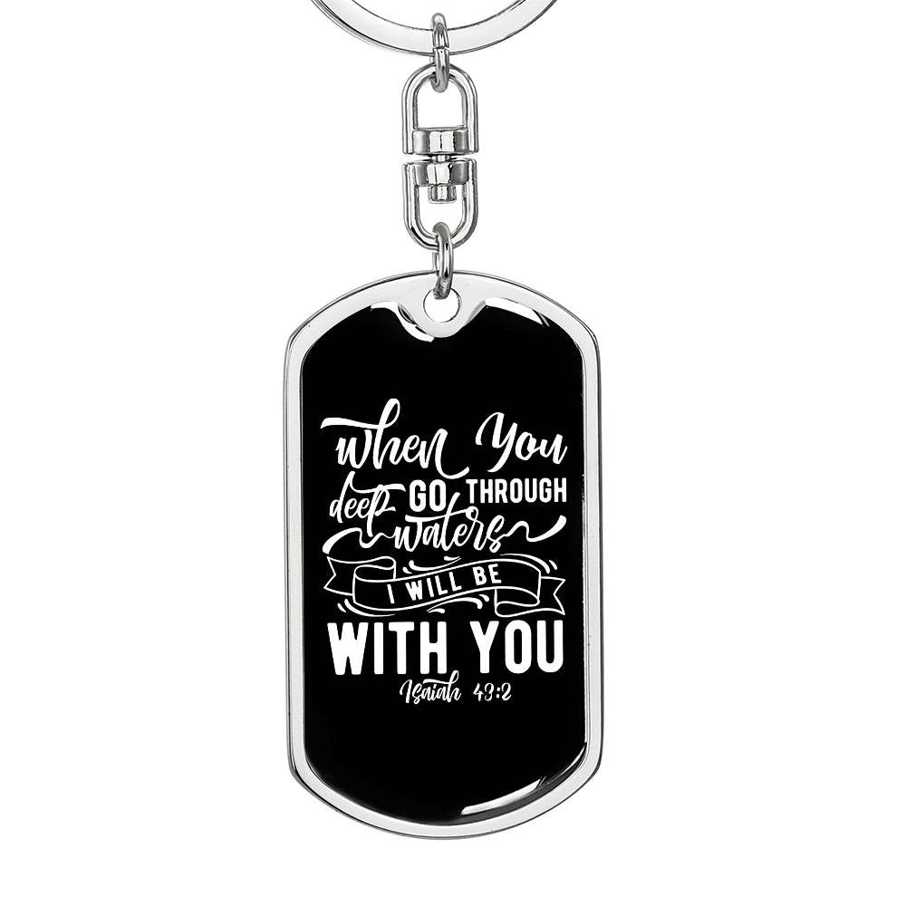 I Will Be With You - White Dog Tag with Swivel Keychain - Jesus Passion Apparel