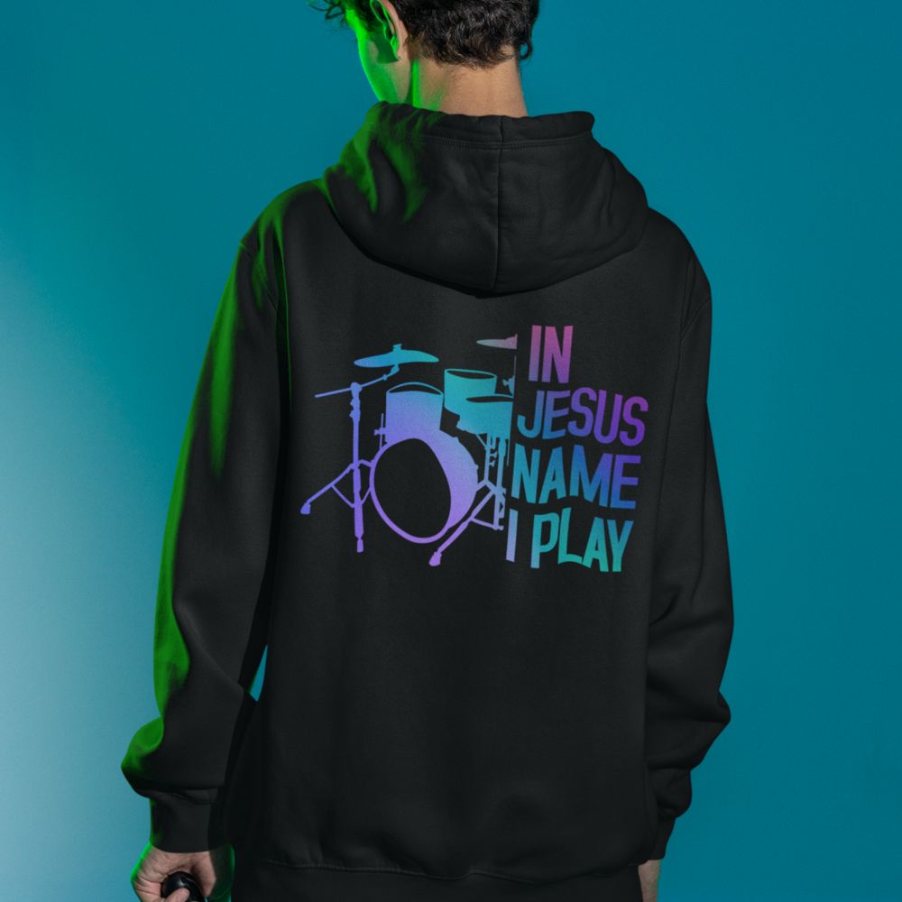 In Jesus Name I Play Drums Men's Heavy Blend™ Hoodie - Jesus Passion Apparel