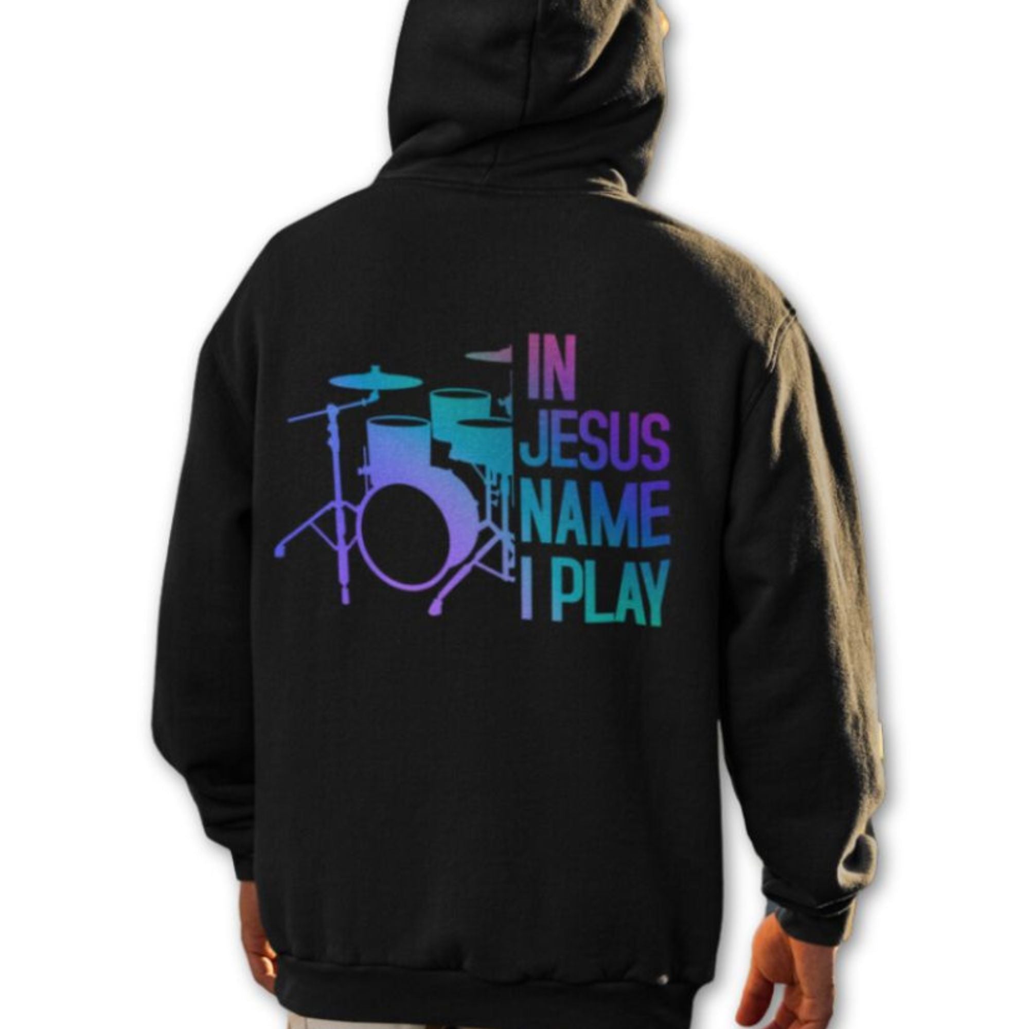 In Jesus Name I Play Drums Men's Heavy Blend™ Hoodie - Jesus Passion Apparel