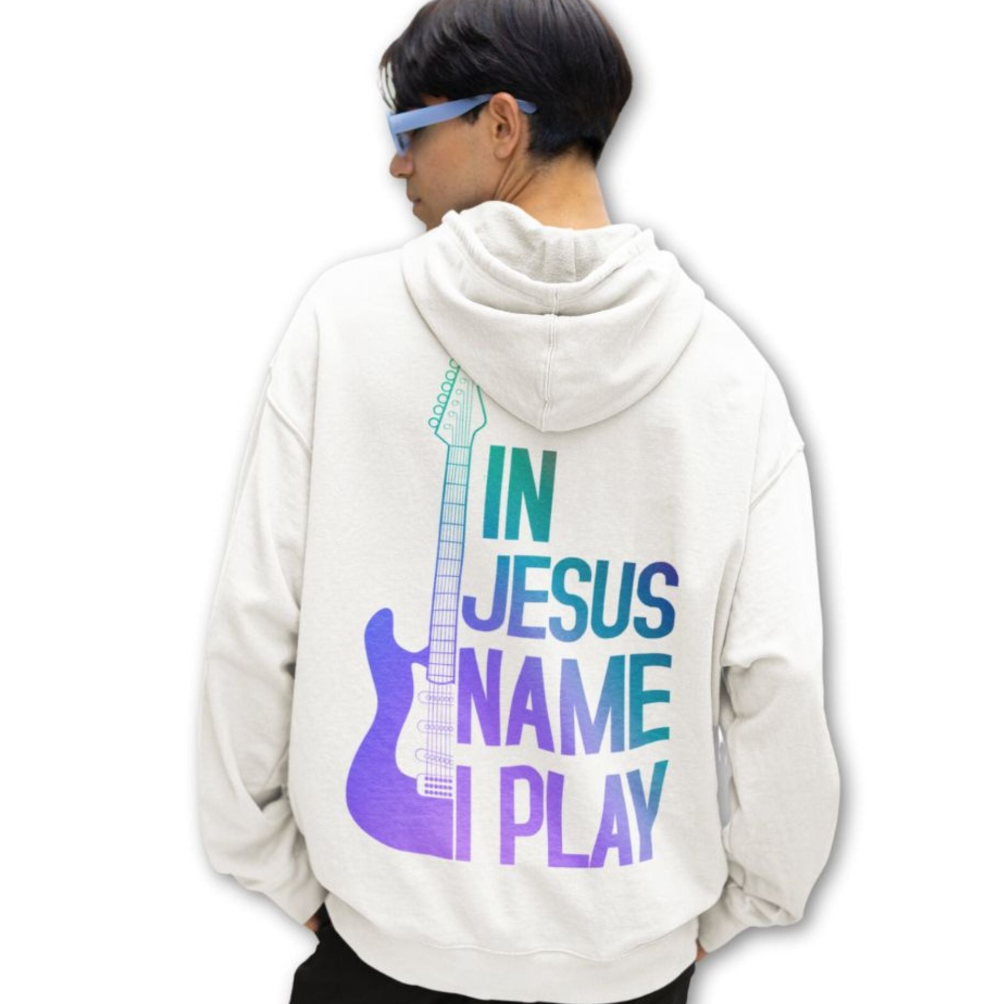 In Jesus Name I Play Electric Guitar Men's Heavy Blend™ Hoodie - Jesus Passion Apparel