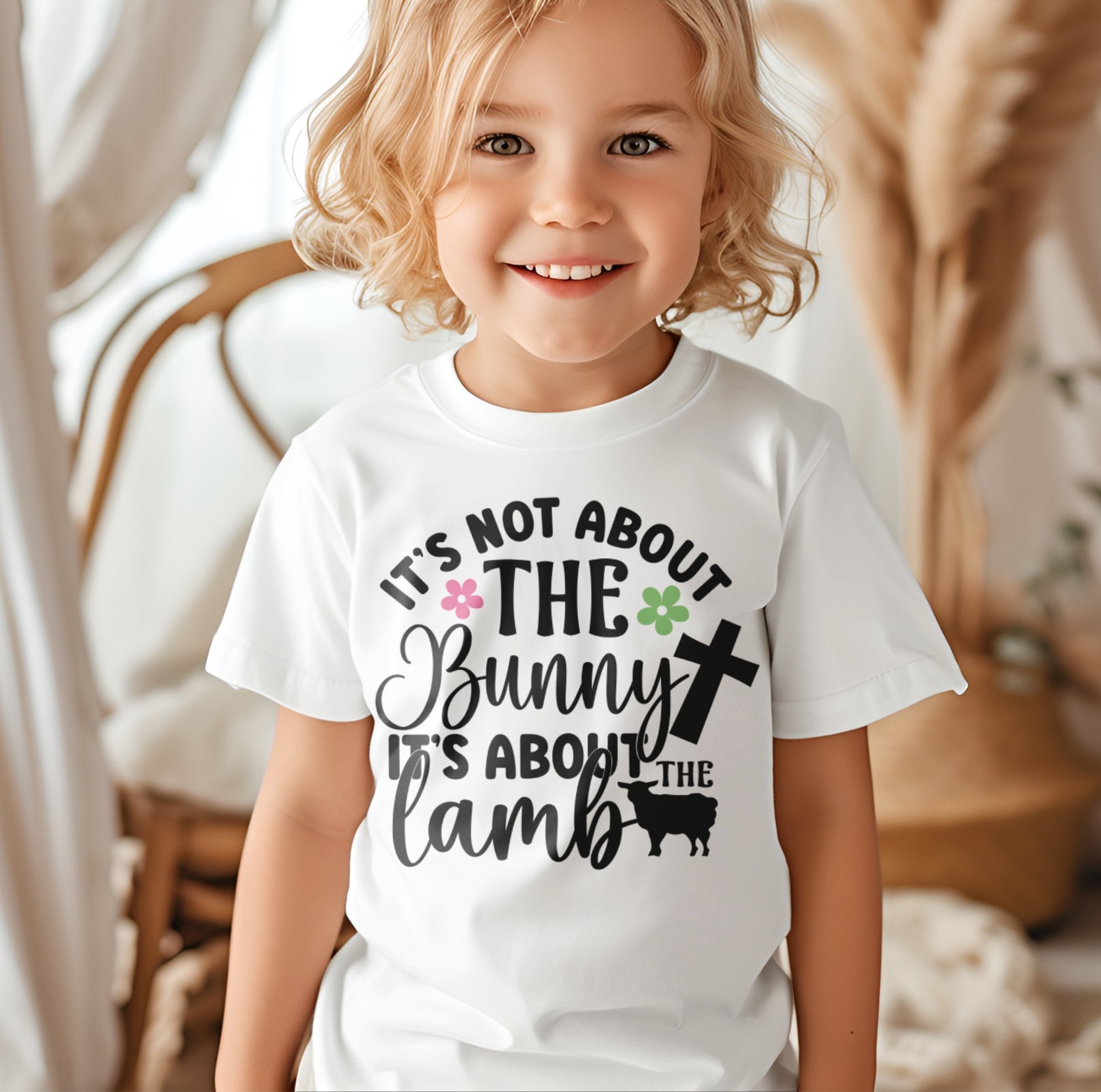 Its Not About The Bunny Its About The Lamb Toddler Short Sleeve Tee - Jesus Passion Apparel