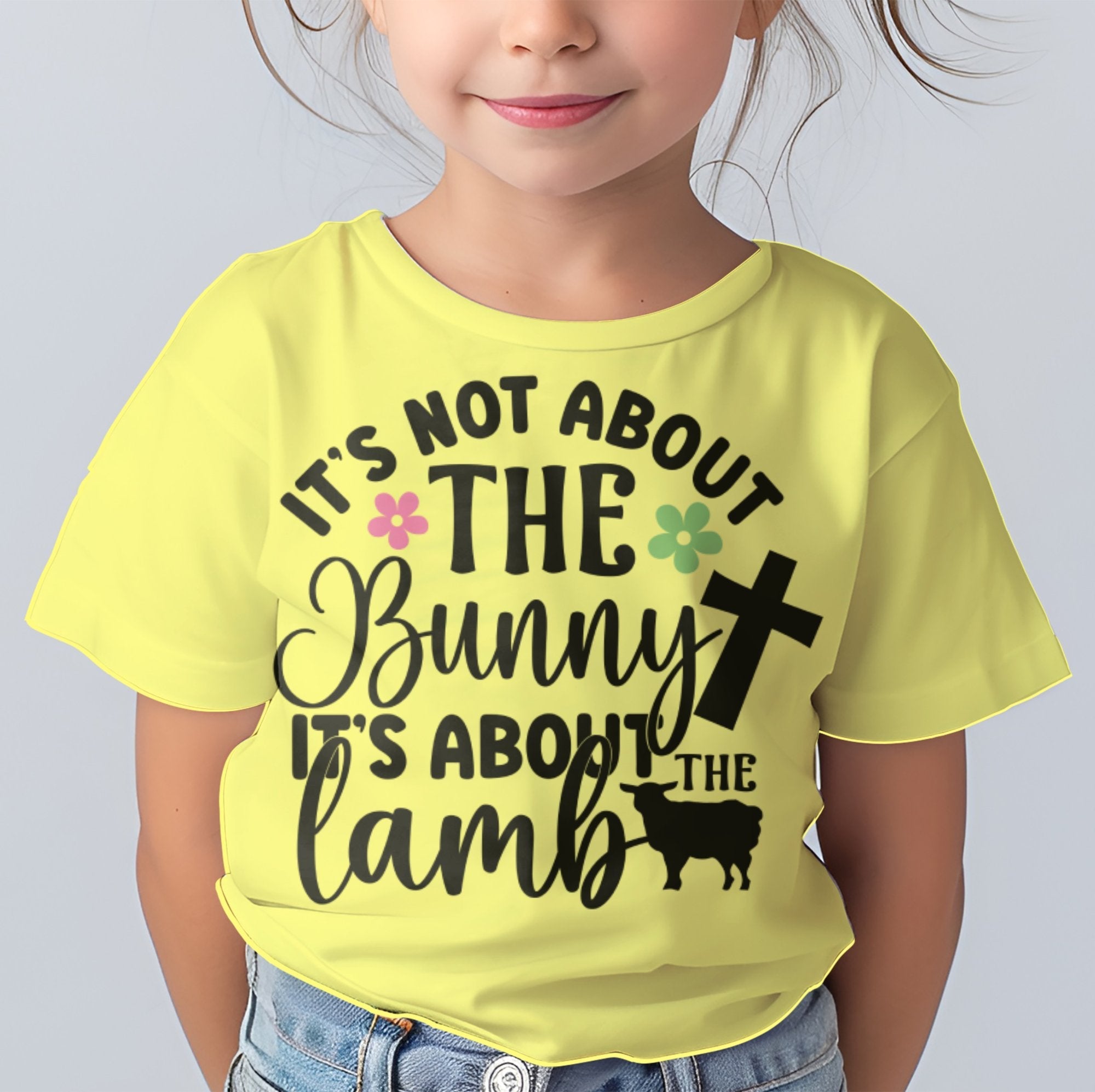 Its Not About The Bunny Its About The Lamb Toddler Short Sleeve Tee - Jesus Passion Apparel