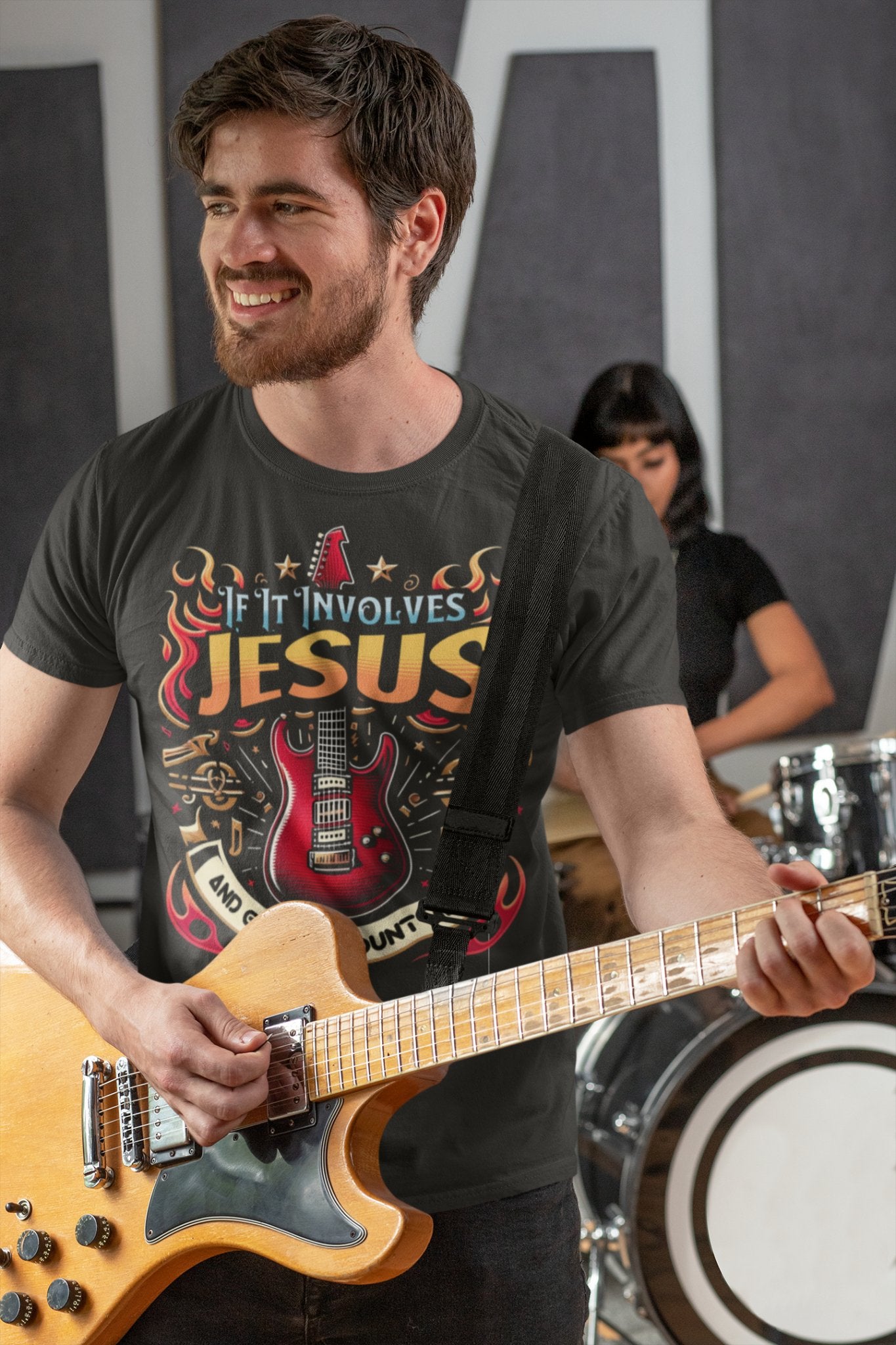 Jesus and Guitars Unisex Relaxed Fit T-shirt - Jesus Passion Apparel