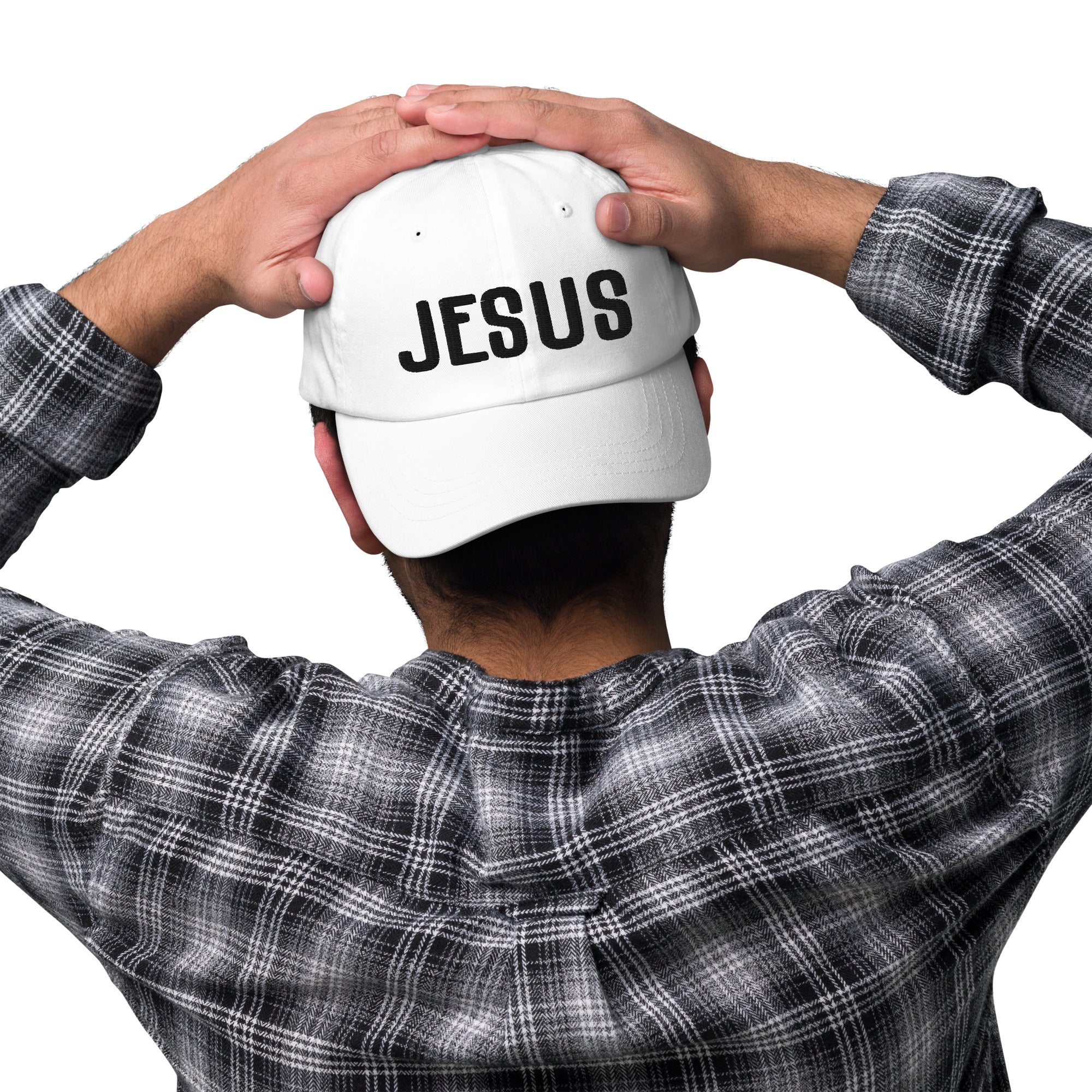 Jesus Classic Dad's Cap - White with Black Embroidery - Jesus Passion Apparel