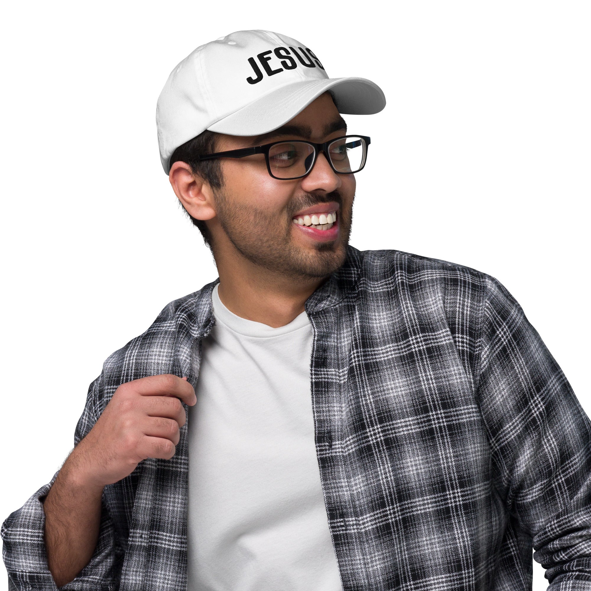 Jesus Classic Dad's Cap - White with Black Embroidery - Jesus Passion Apparel