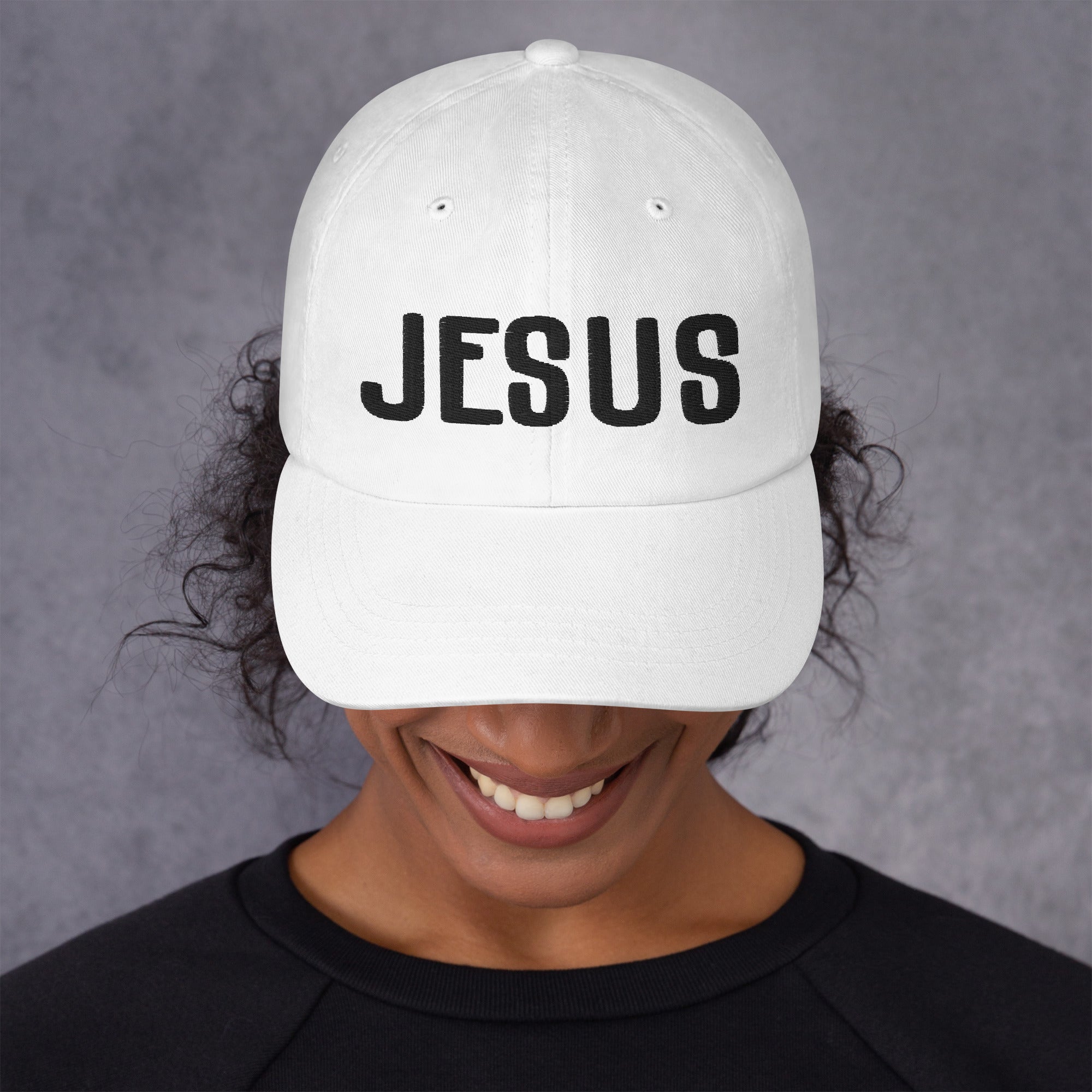 Jesus Classic Dad's Cap - White with Black Embroidery - Jesus Passion Apparel