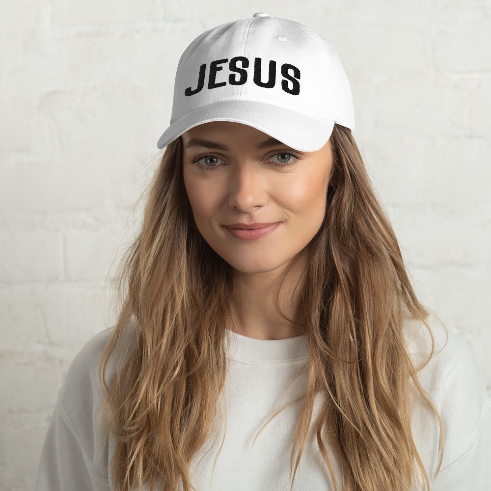 Jesus Classic Dad's Cap - White with Black Embroidery - Jesus Passion Apparel