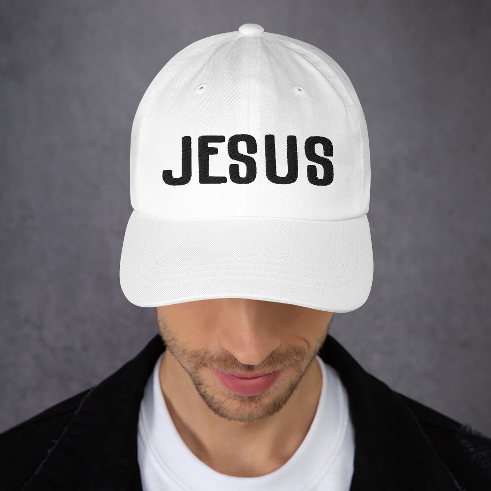 Jesus Classic Dad's Cap - White with Black Embroidery - Jesus Passion Apparel