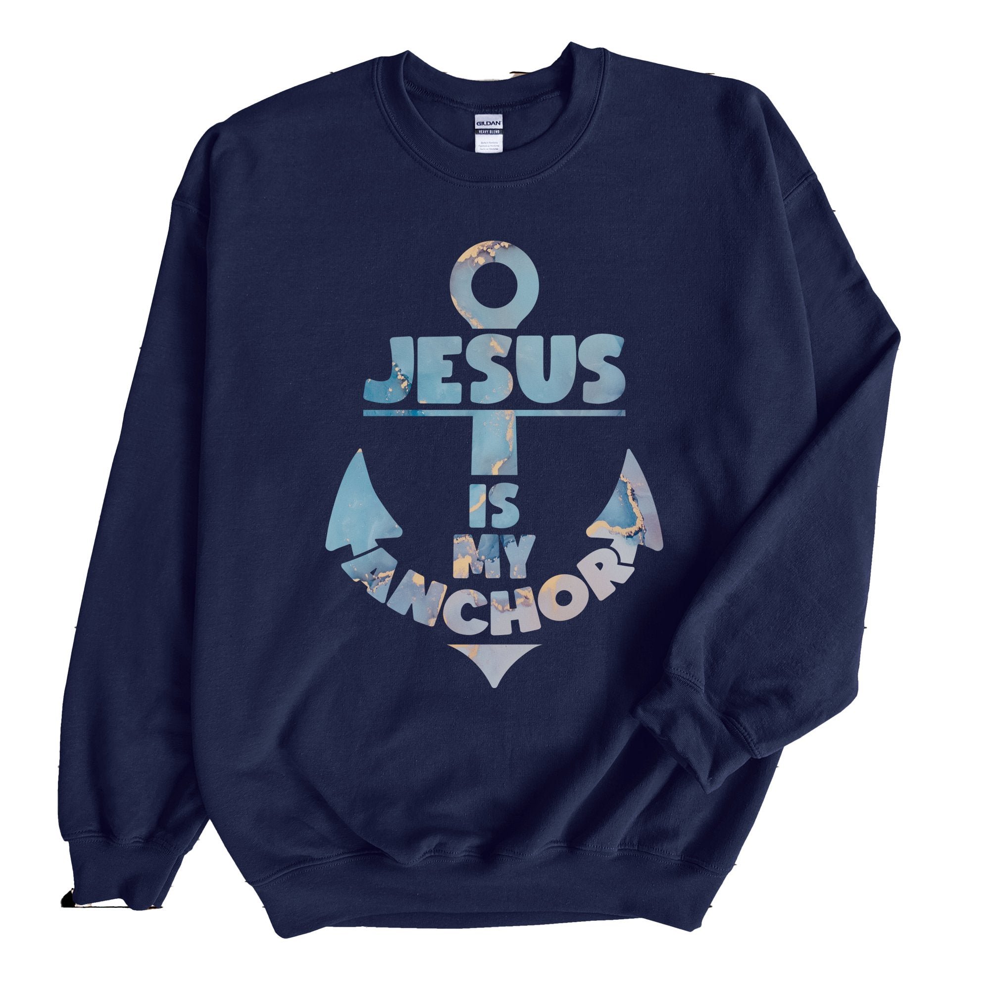 Jesus is My Anchor Men's Fleece Unisex - Fit Sweatshirt - Navy - Jesus Passion Apparel