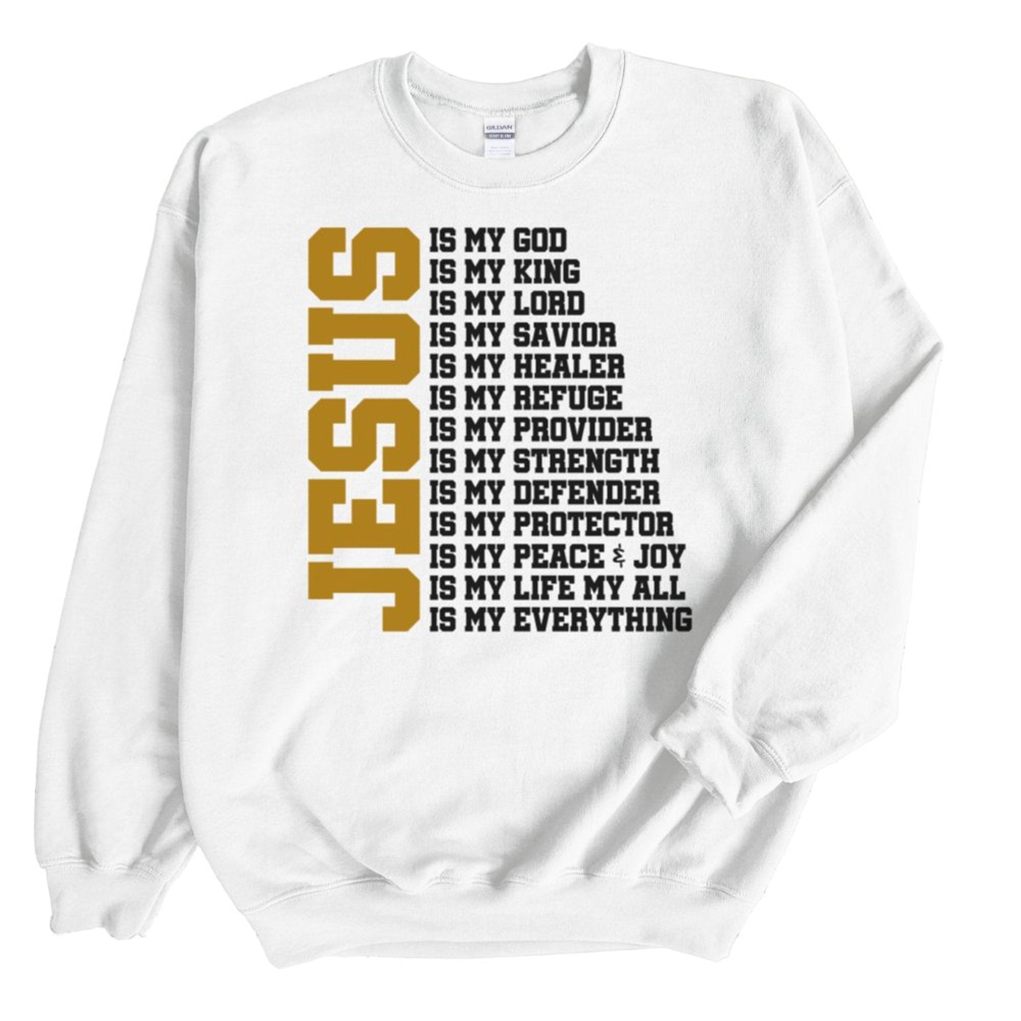 Jesus is My Everything Men's Unisex - Fit Fleece Sweatshirt - White - Jesus Passion Apparel