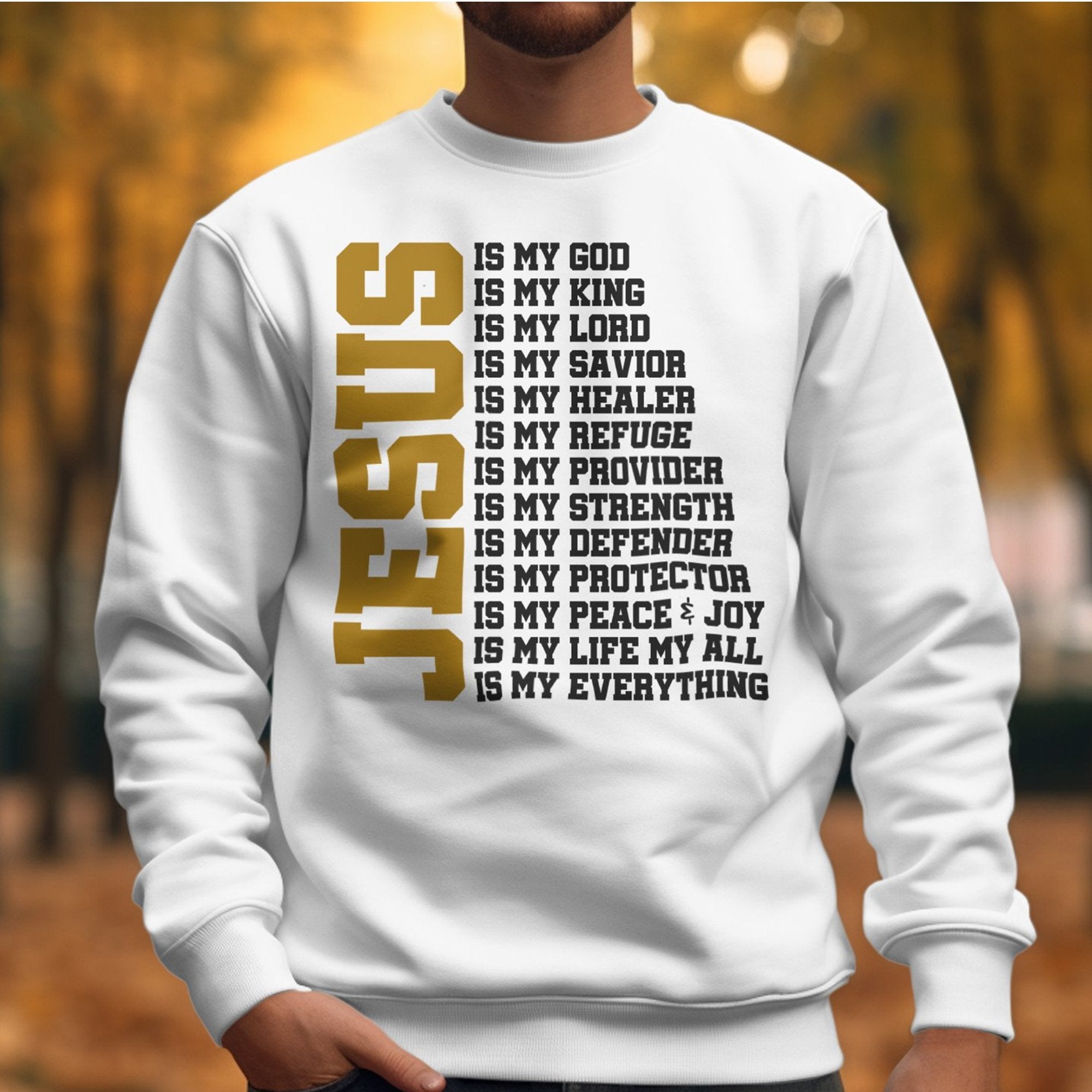 Jesus is My Everything Men's Unisex - Fit Fleece Sweatshirt - White - Jesus Passion Apparel