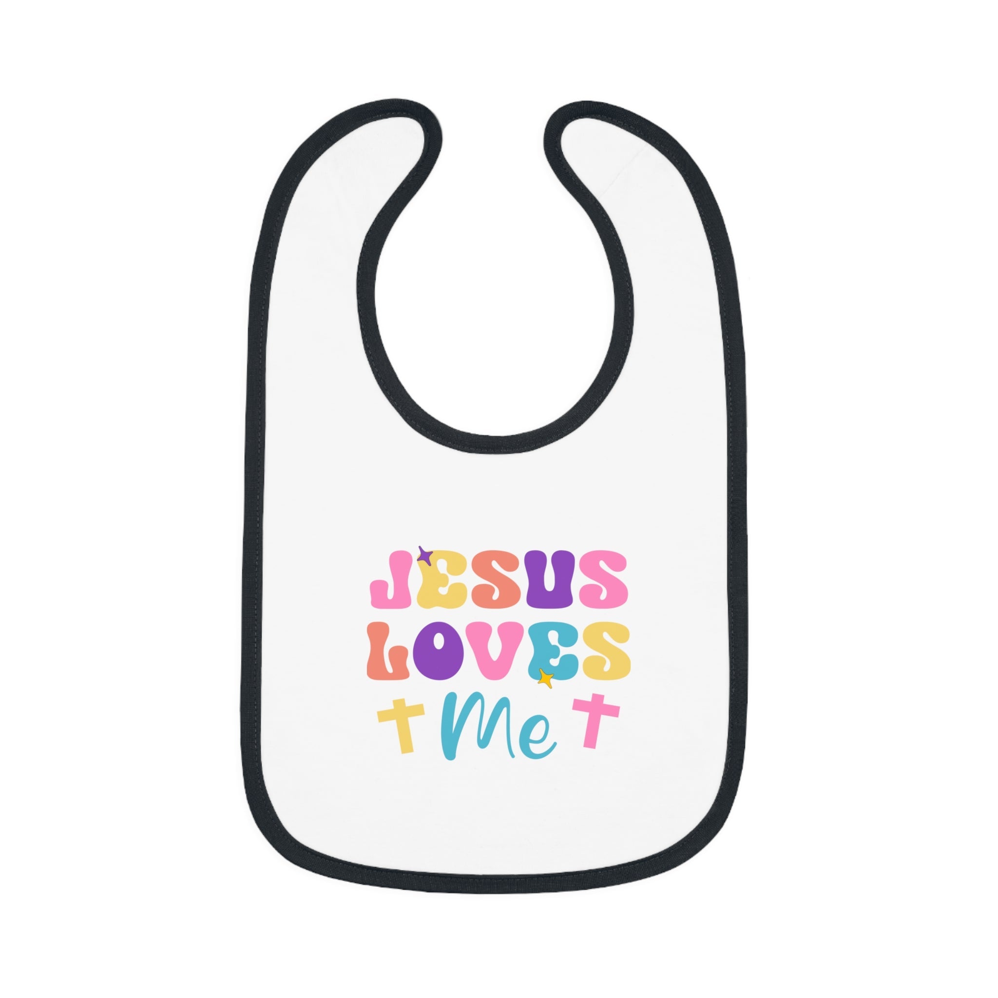 Jesus Loves Me Retro and Crosses Baby Jersey Bib - Jesus Passion Apparel