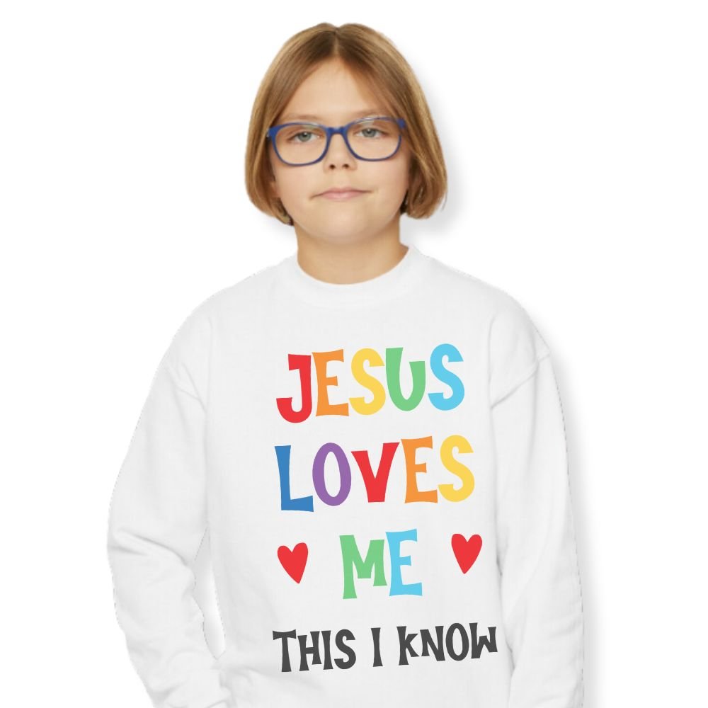 Jesus Loves Me Youth Crewneck Sweatshirt - Jesus Passion Apparel