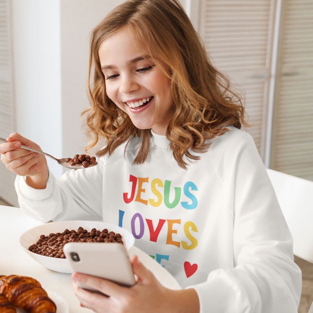 Jesus Loves Me Youth Crewneck Sweatshirt - Jesus Passion Apparel