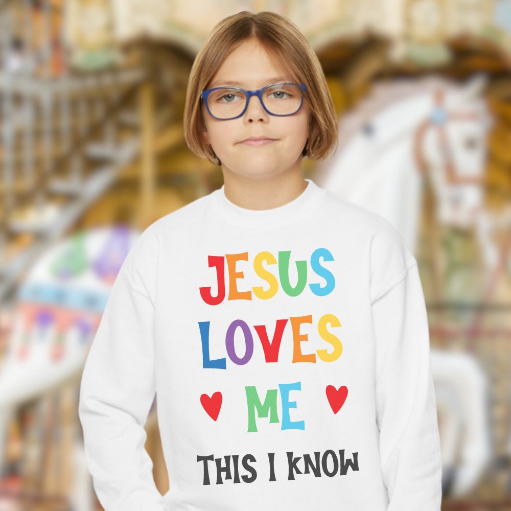 Jesus Loves Me Youth Crewneck Sweatshirt - Jesus Passion Apparel