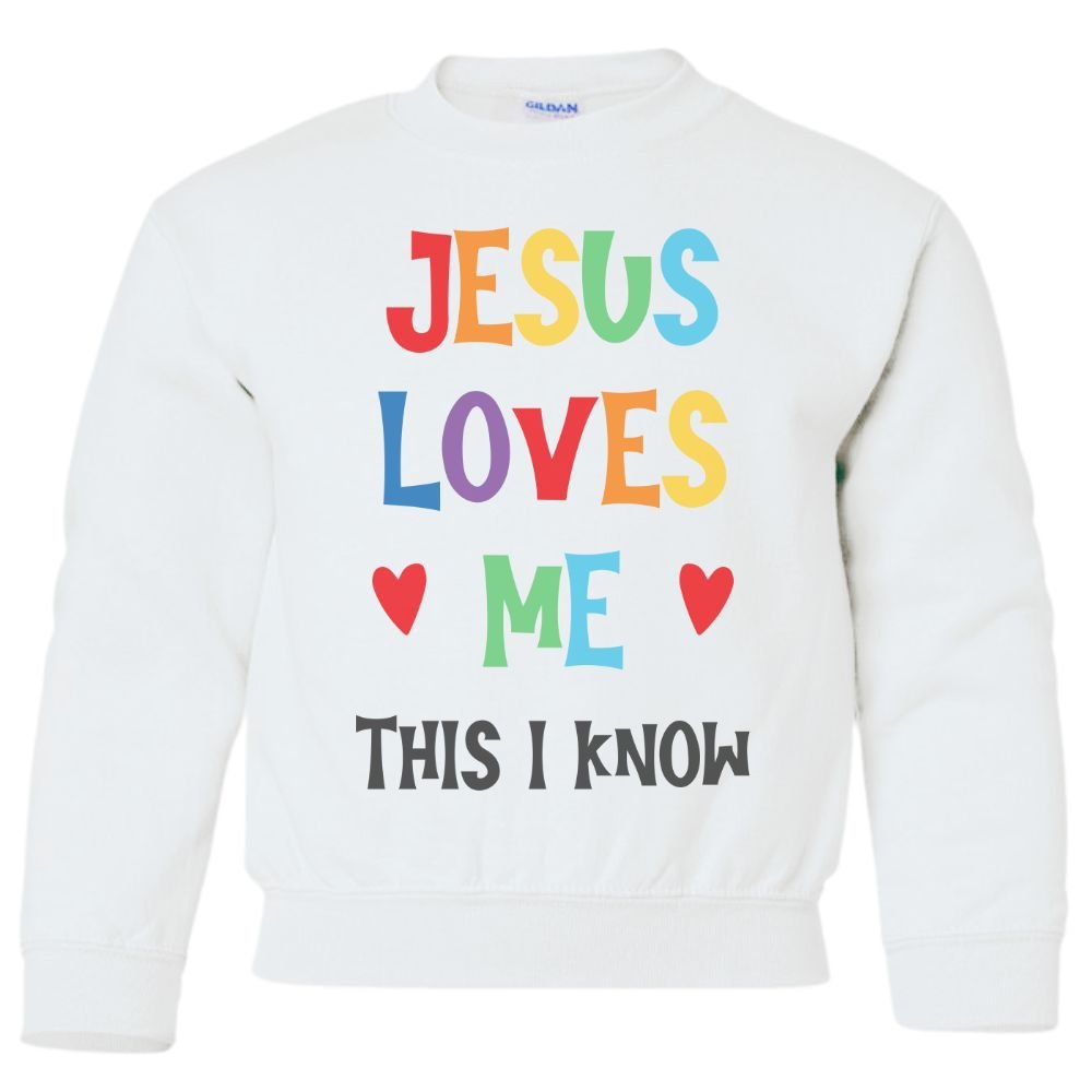 Jesus Loves Me Youth Crewneck Sweatshirt - Jesus Passion Apparel